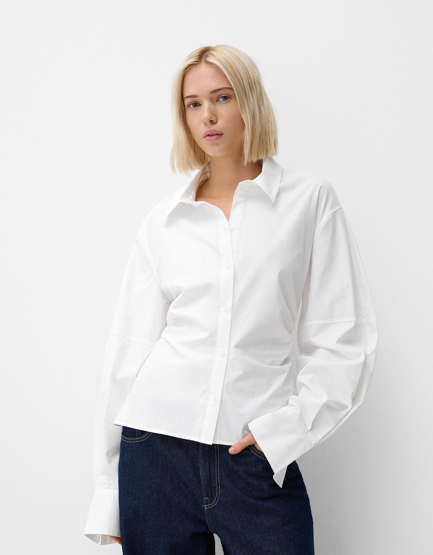 Bershka Camisa Ajustada Lace Up Espalda Mujer S Blanco