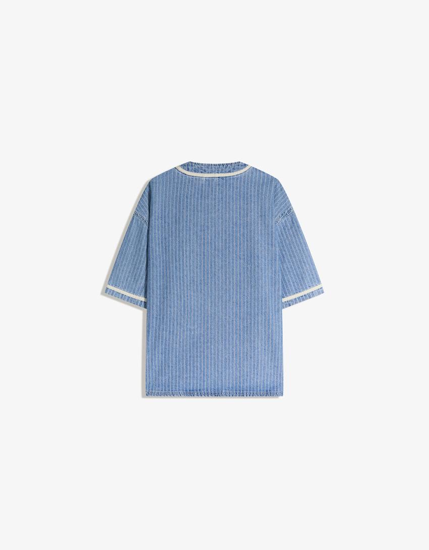 Camisa denim sport print-Azul lavado