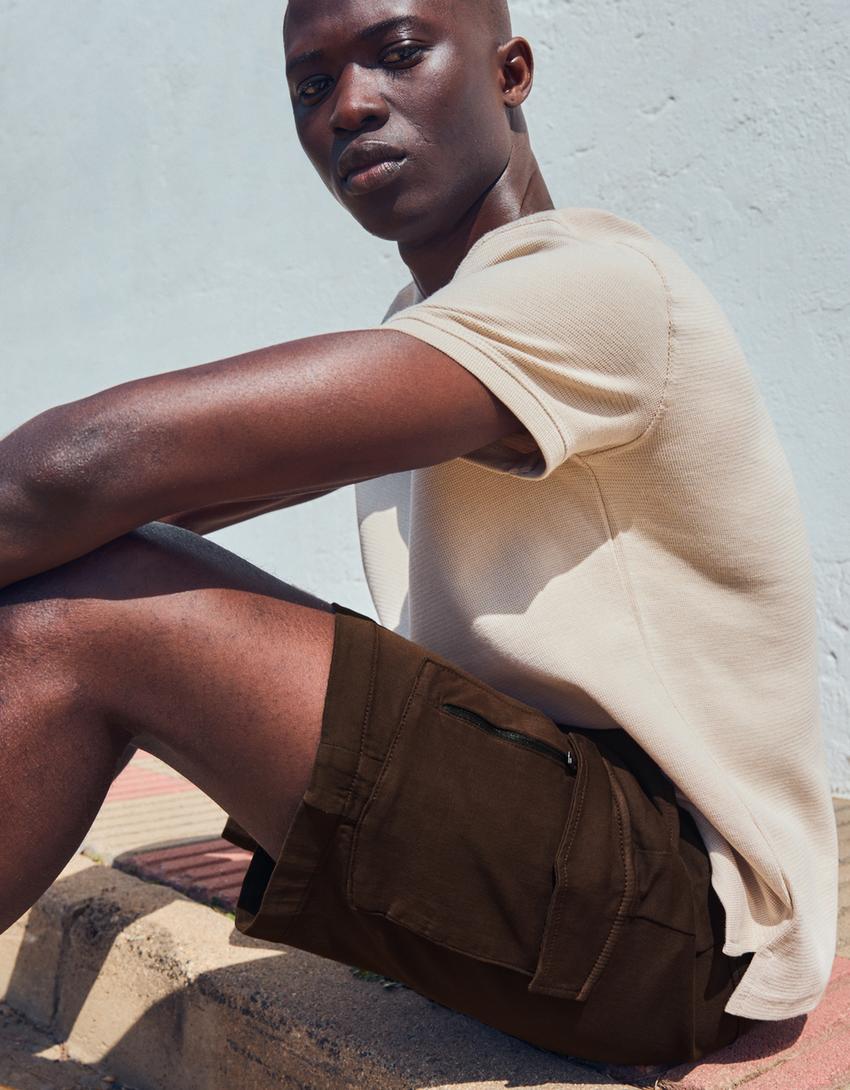 Regular fit kargo bermuda-Kahverengi