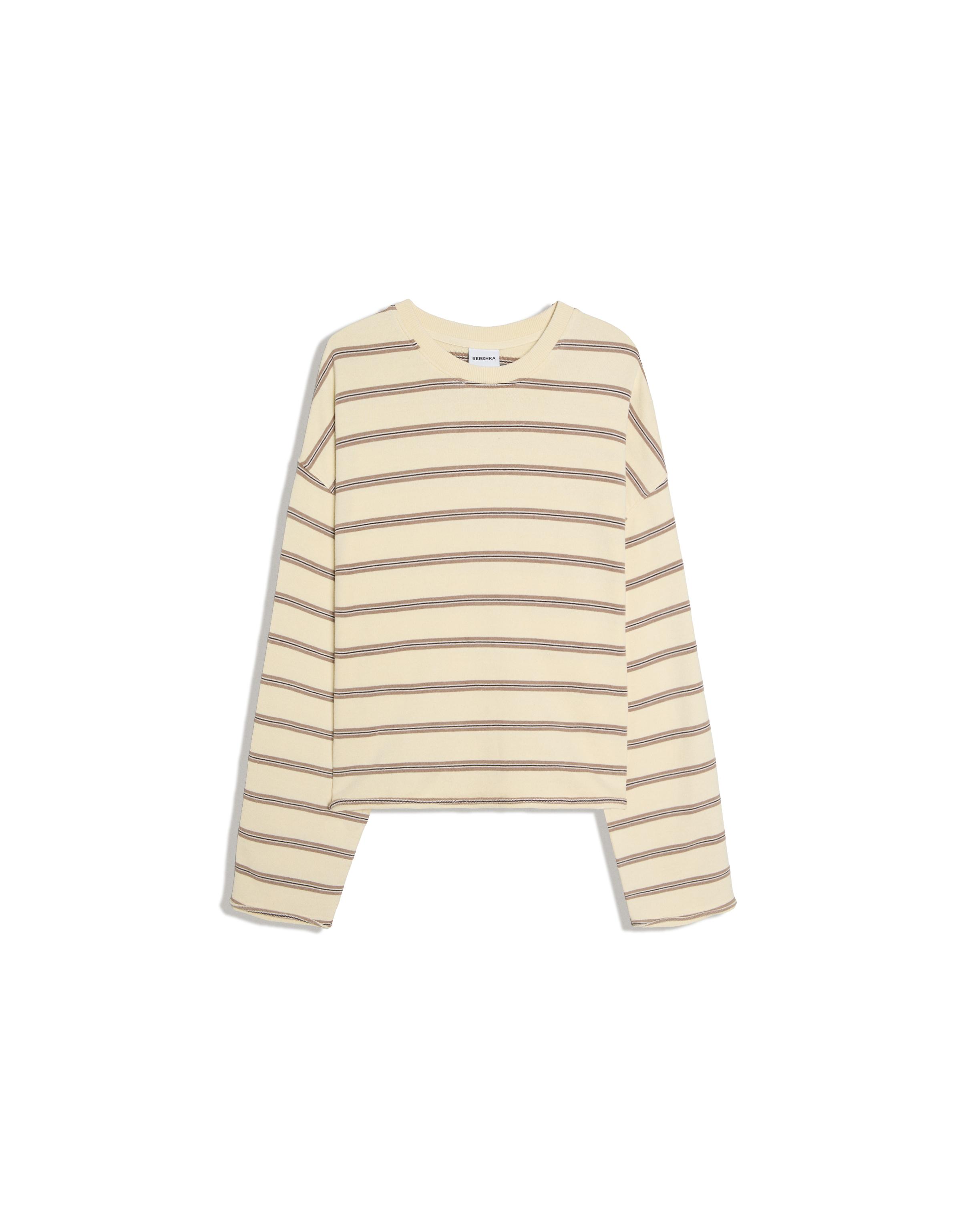 Striped round neck sweatshirt — Yellow