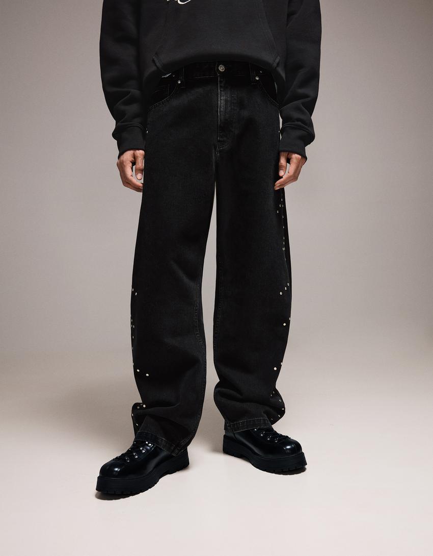 Jeans baggy fit clous-Noir