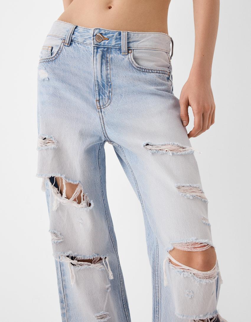 Cropped straight jeans-Light blue-3
