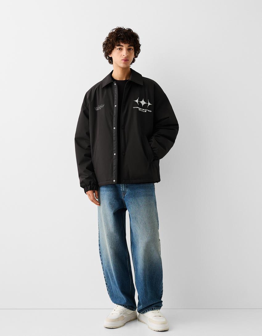 جاكيت تقني نايلون بطبعة-أسود-3