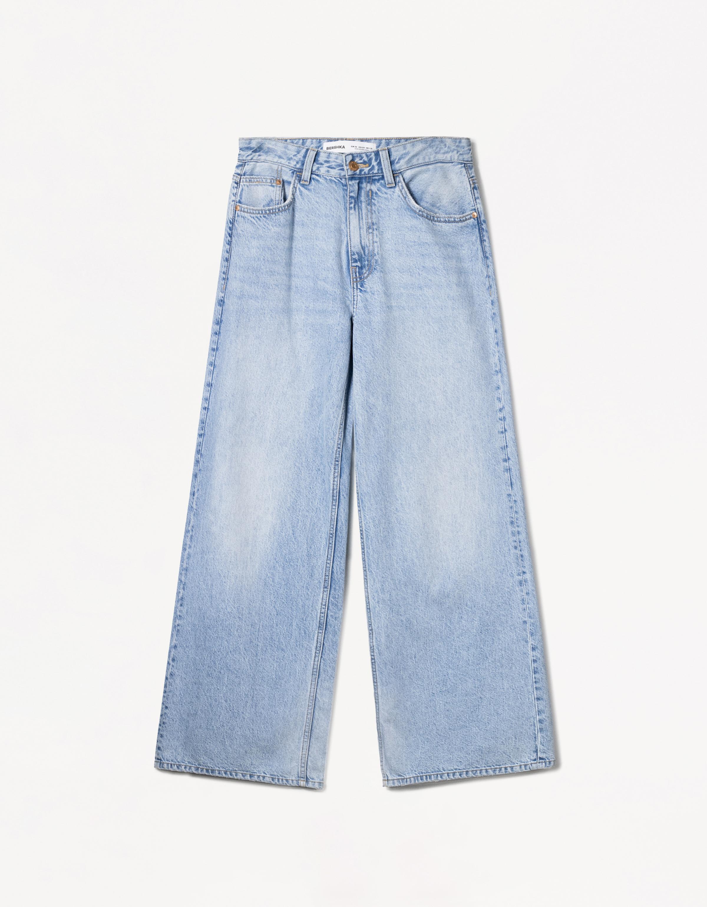 Mid-waist wide-leg jeans — Light blue