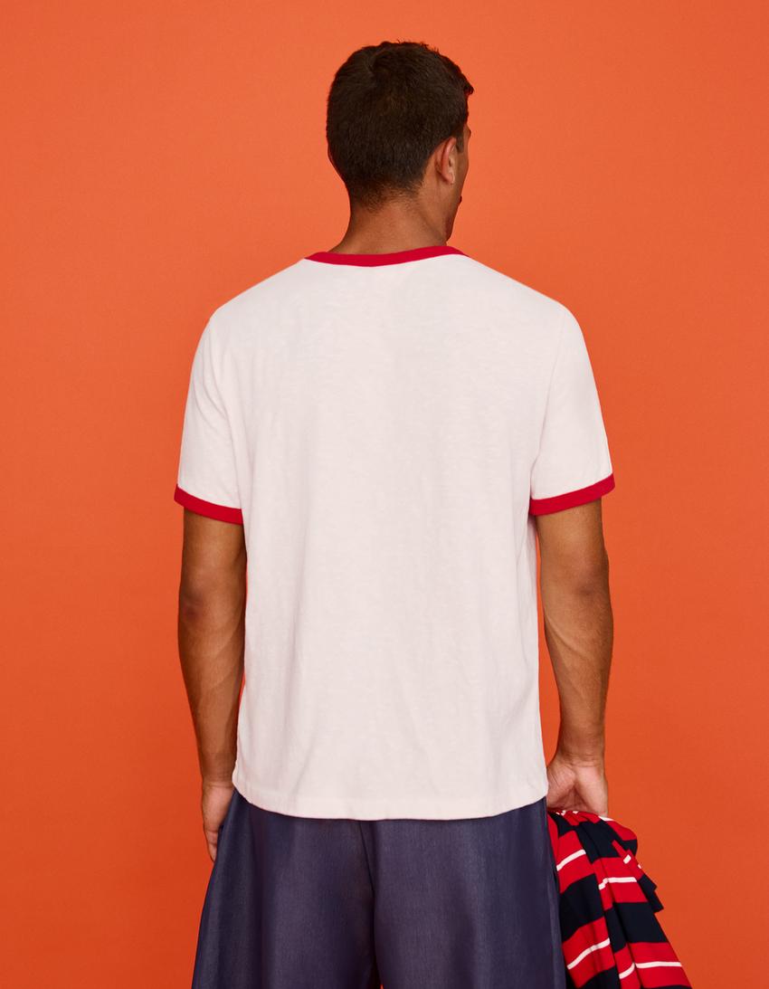Camiseta manga corta contraste-Rojo