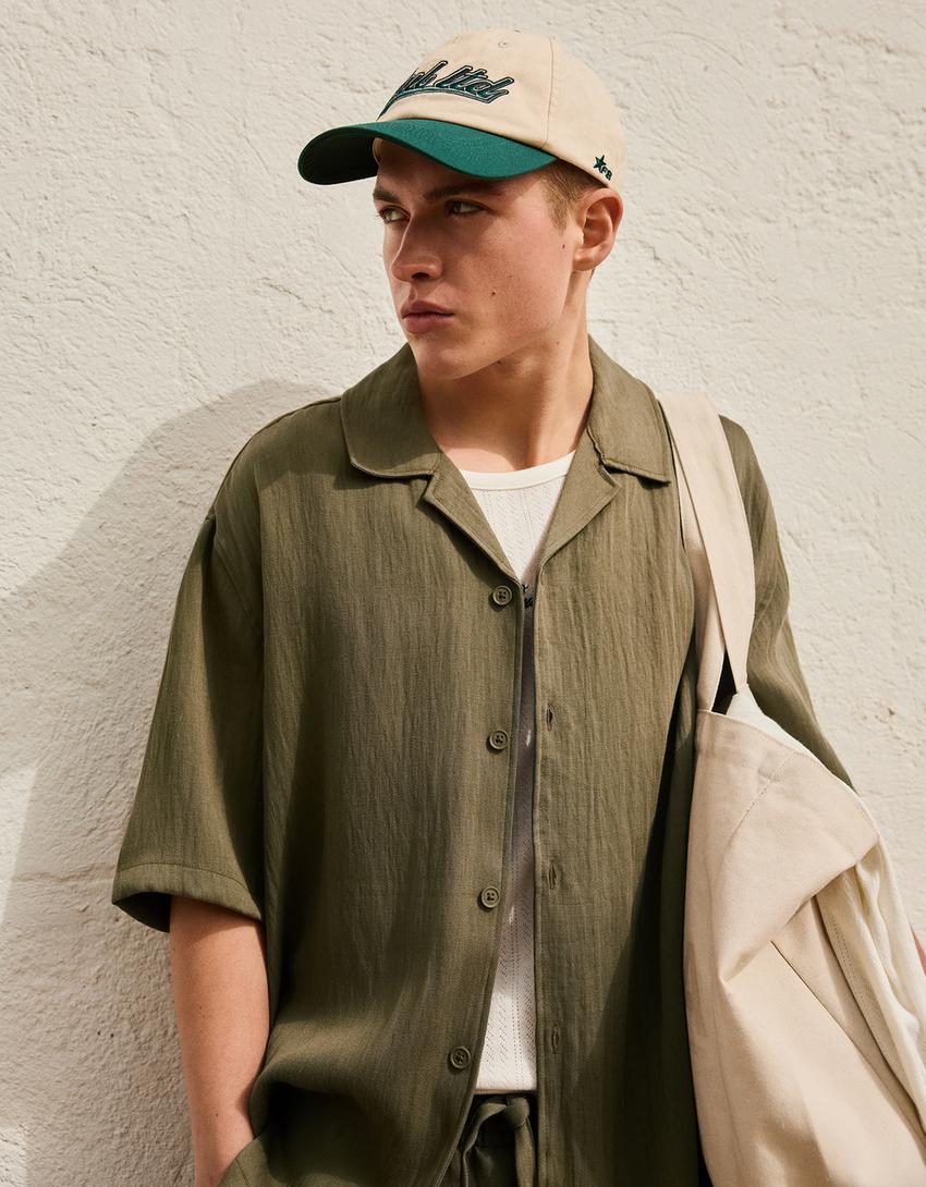 Short sleeve rustic shirt-Khaki