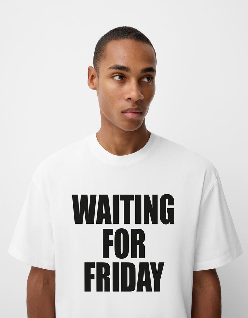 T-shirt met print en korte mouw-Wit