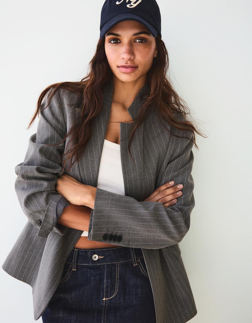 Blazer mit Taillenabnähern-Grau