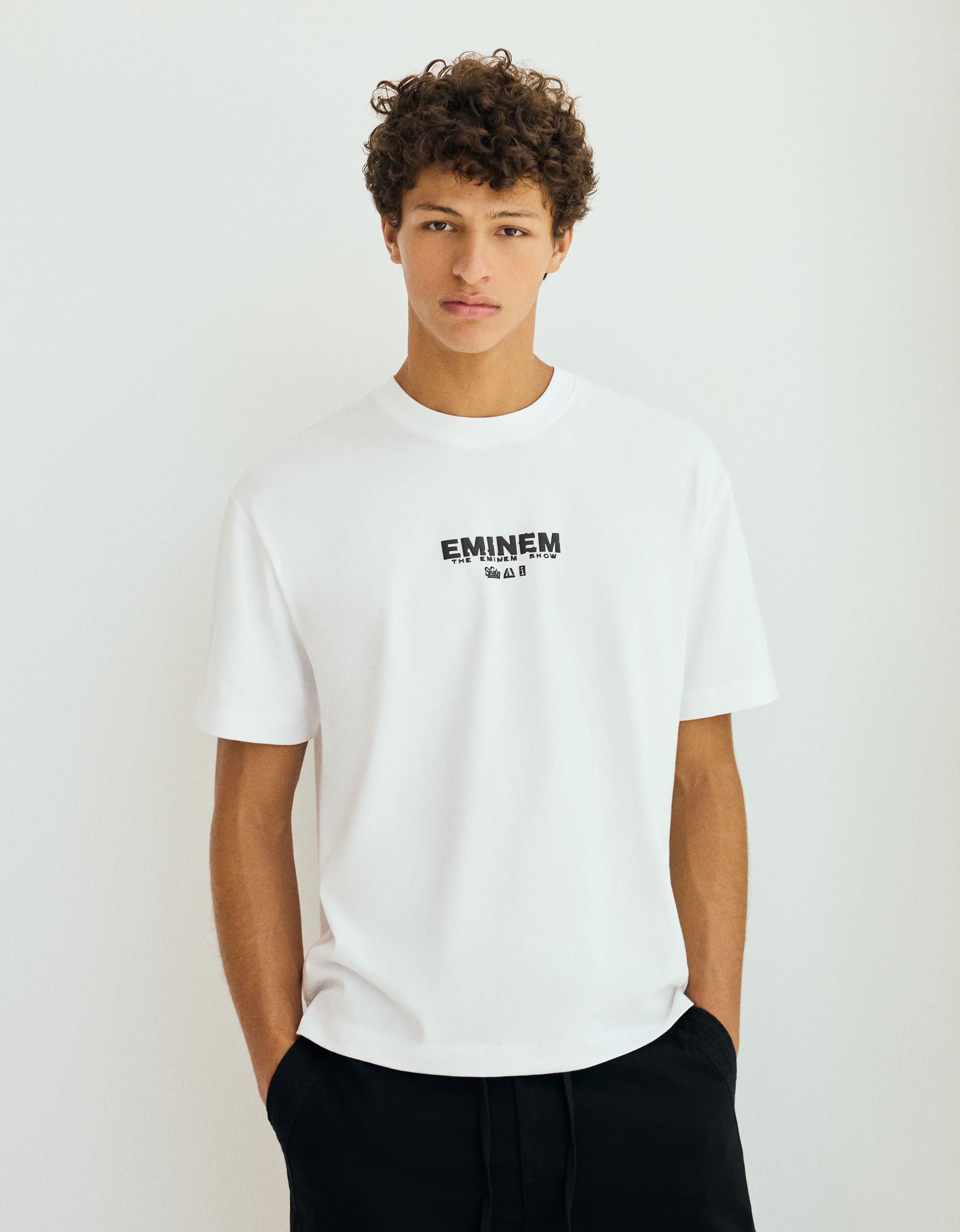 Bershka Camiseta Relaxed Print Eminem Hombre Blanco