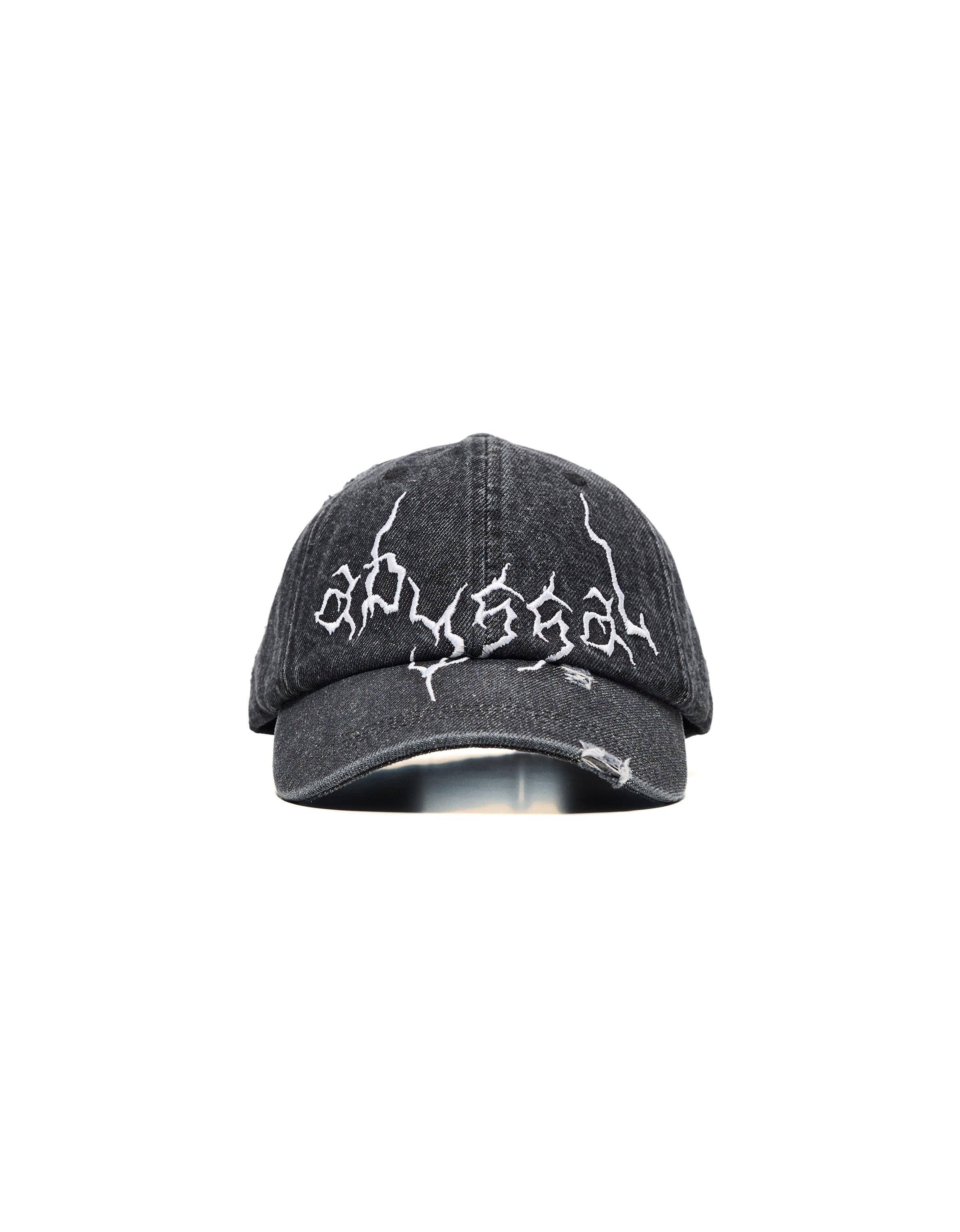 Washed denim cap — Black