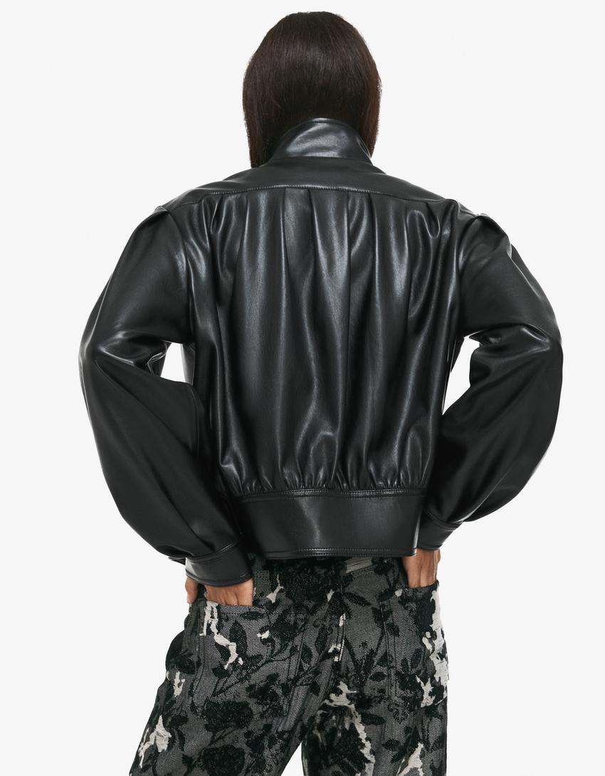 Cazadora efecto piel 80's-Negro