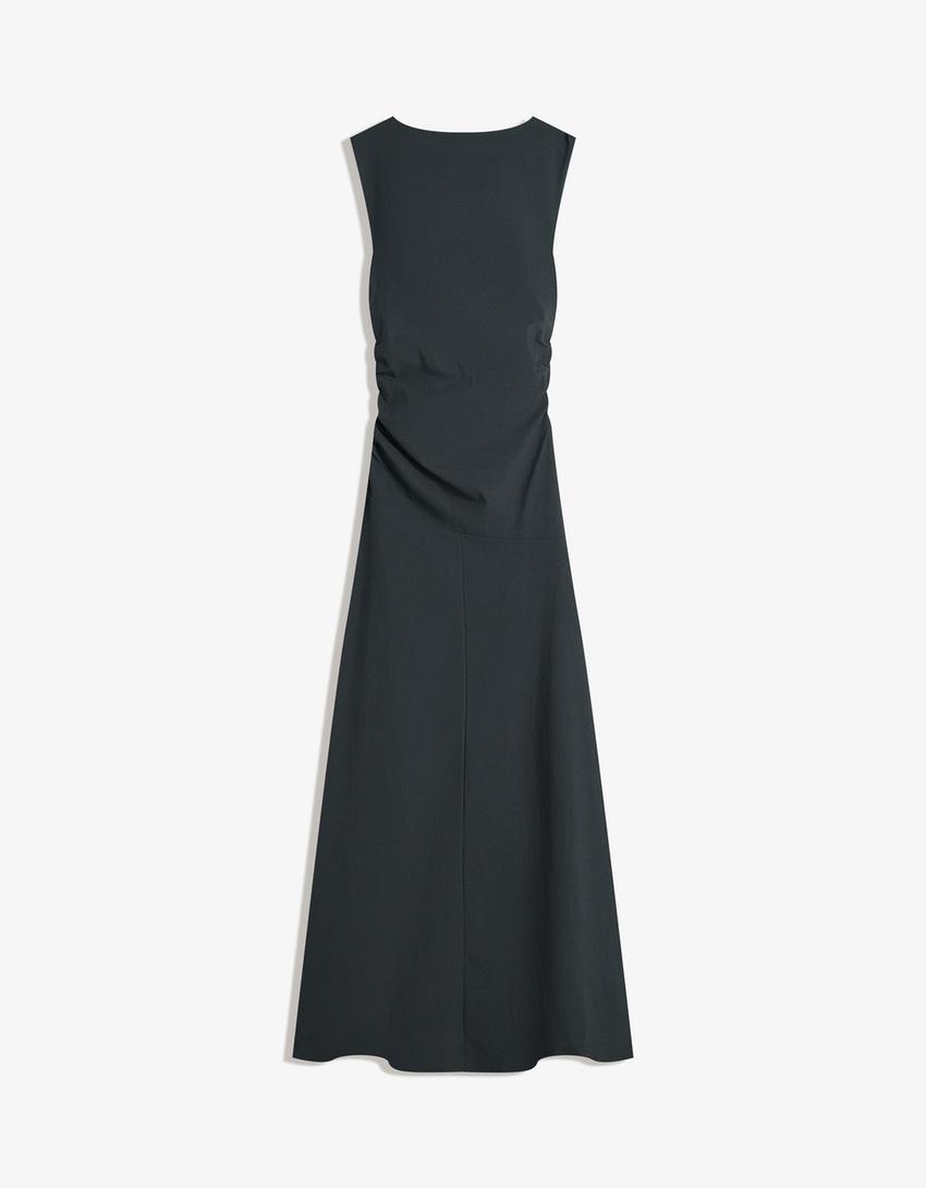 Bengaline midi dress-Navy