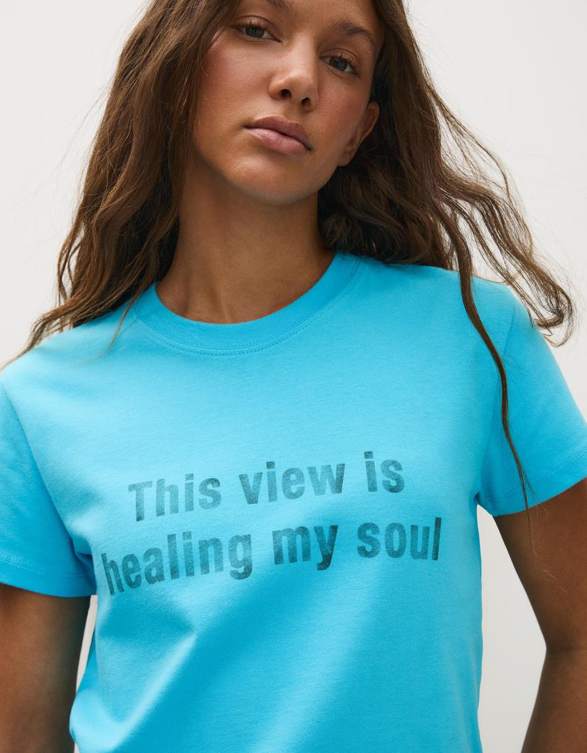Short sleeve print T-shirt-Blue