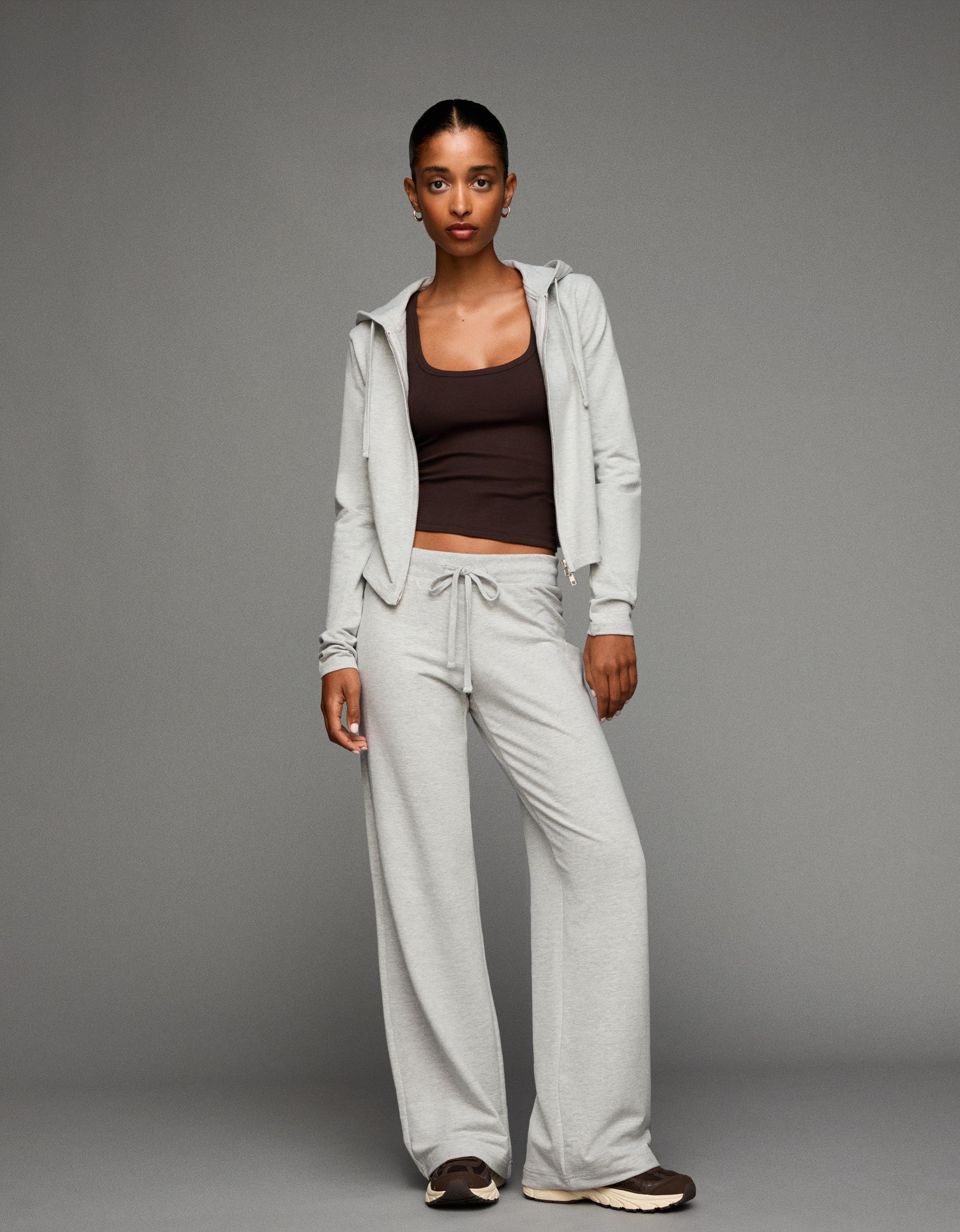 Bershka Jogginghose Aus Plüsch Damen Xl Grau
