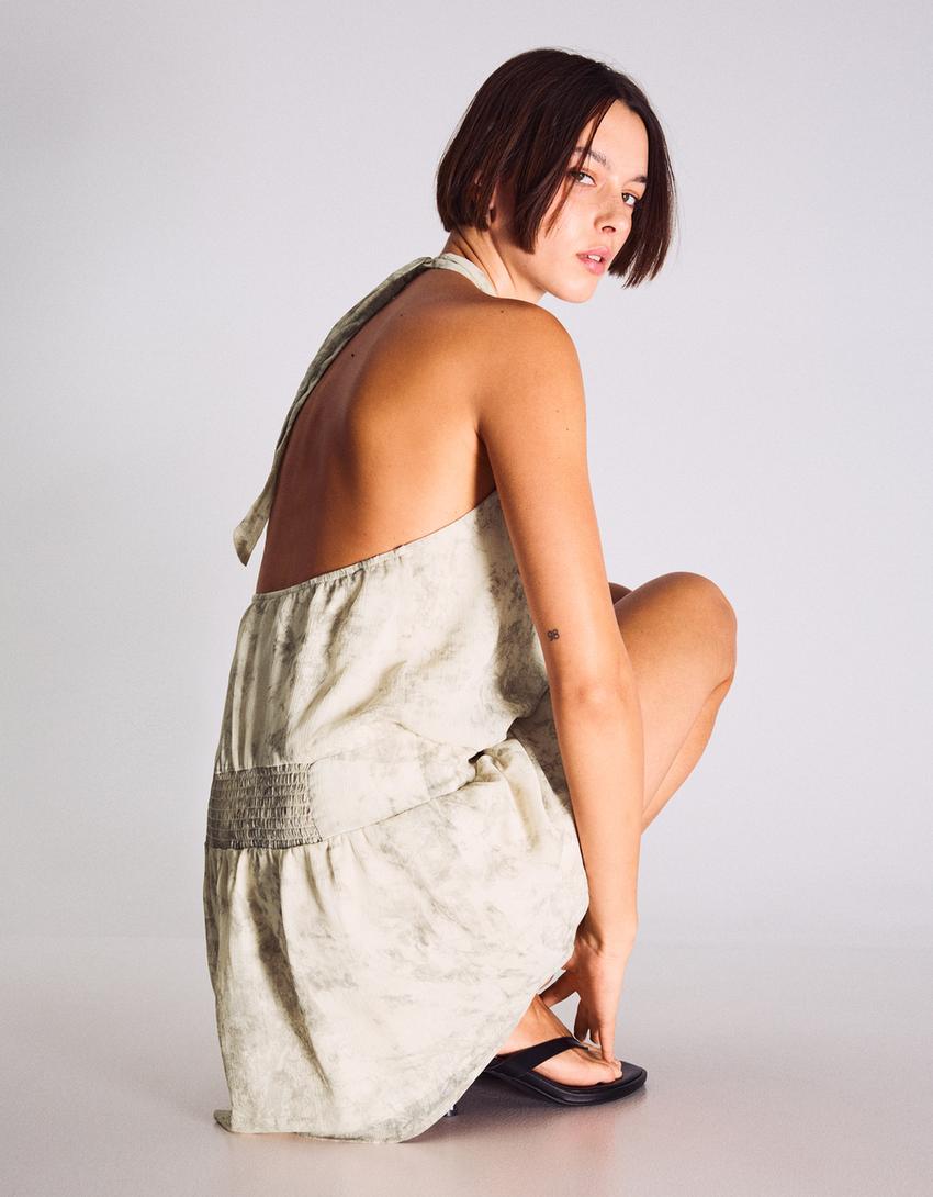 Vestido mini cruzado halter-Arena