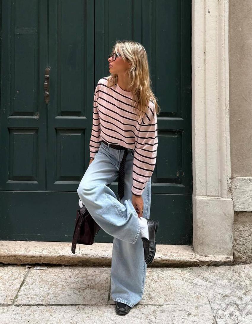 Jeans wide leg-Bleu clair