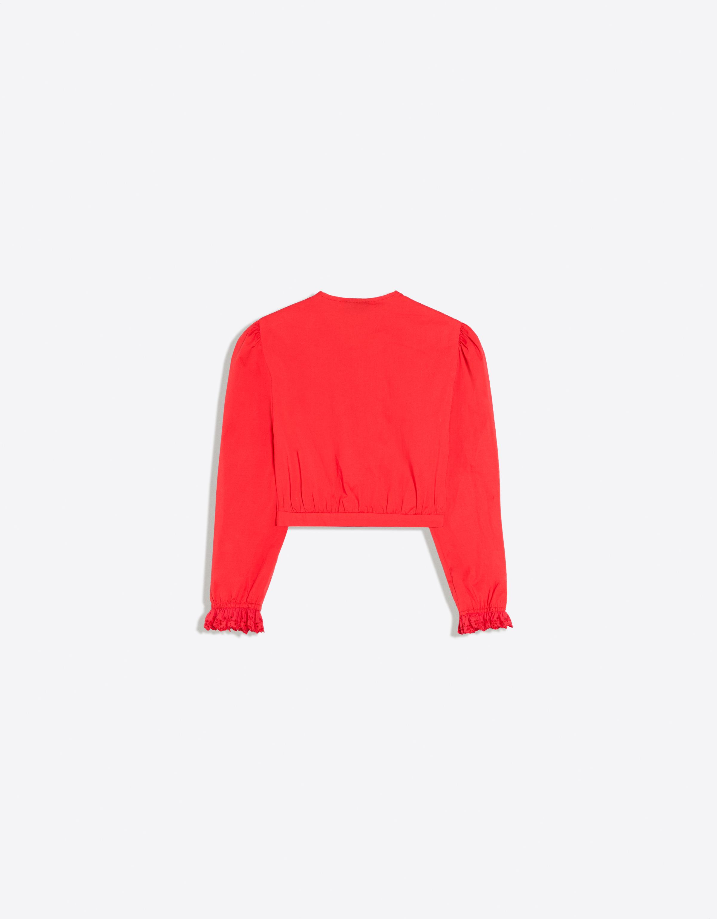 Long sleeve cropped shirt — Red