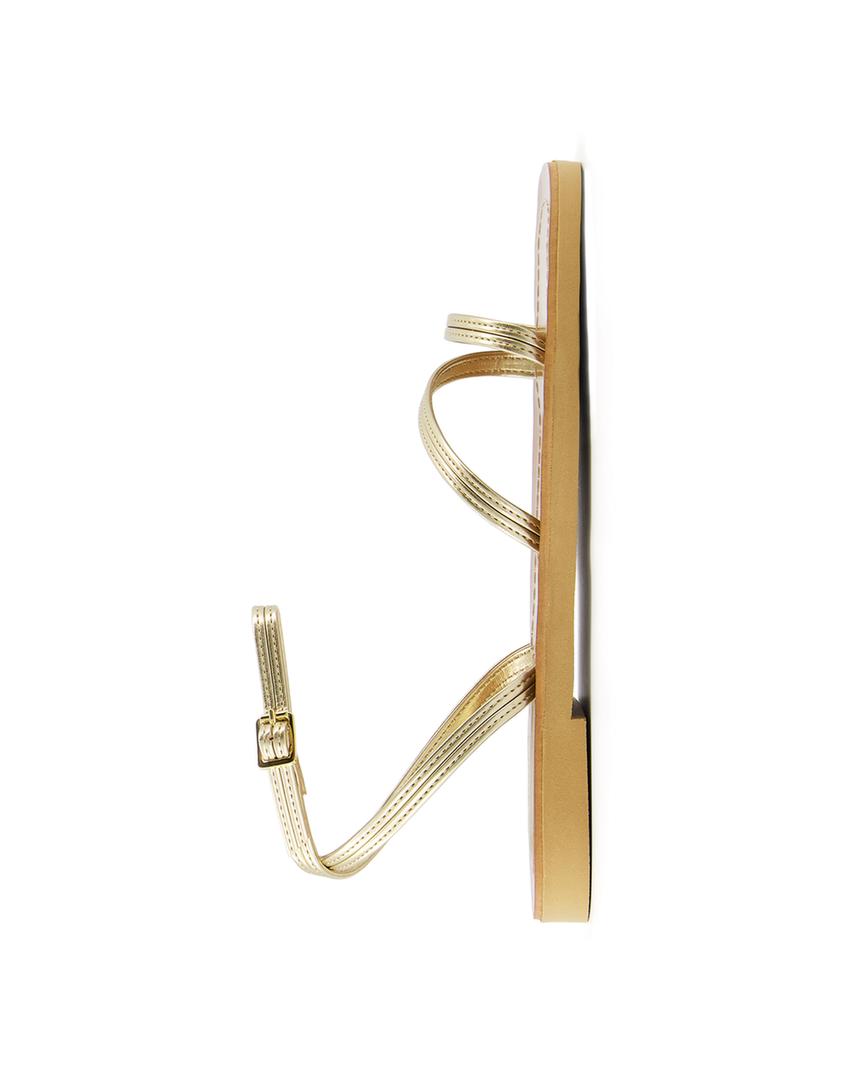 Metallic strap flat slider sandals-Gold-6