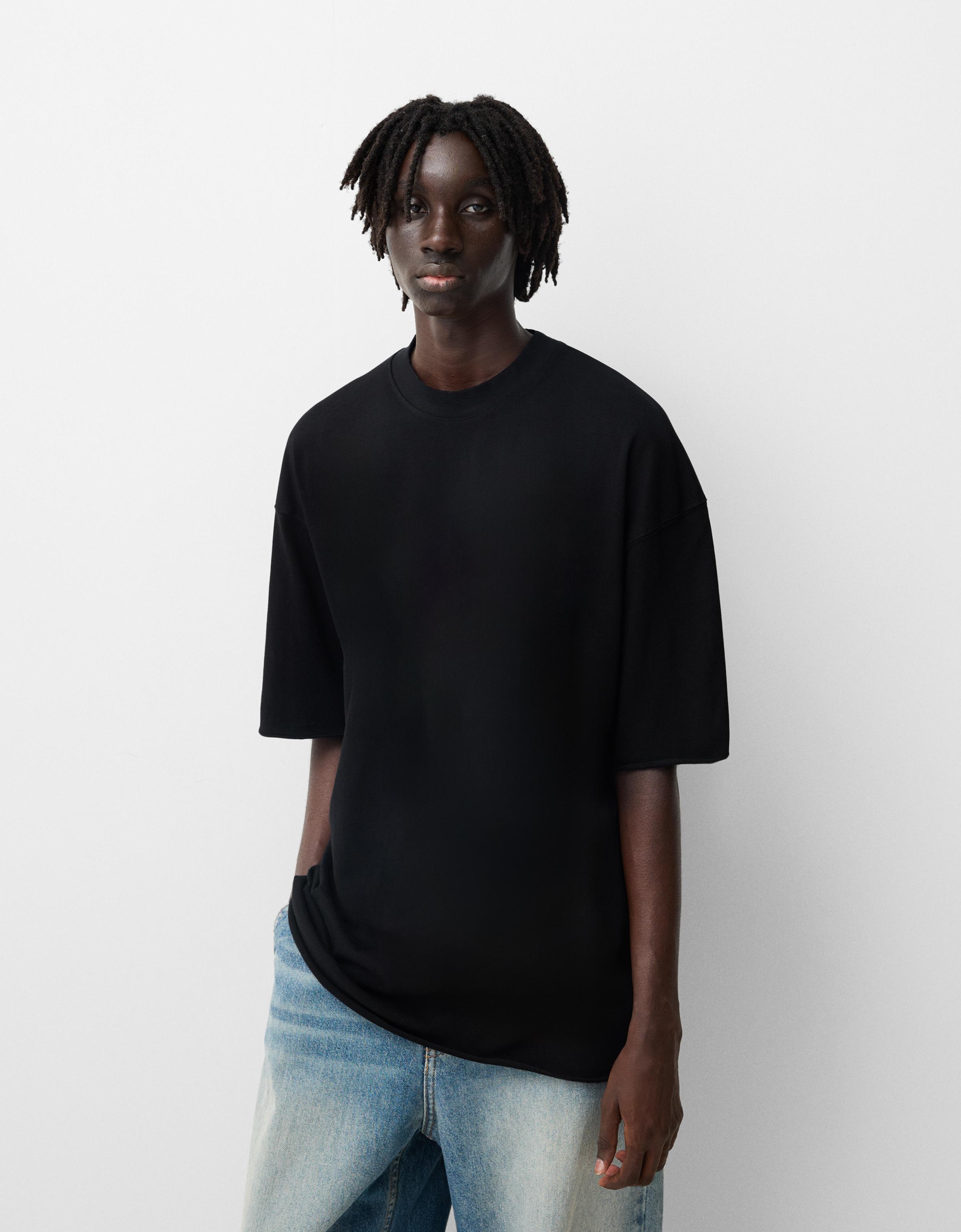 Bershka Kurzärmeliges Oversize-Shirt Herren L Schwarz