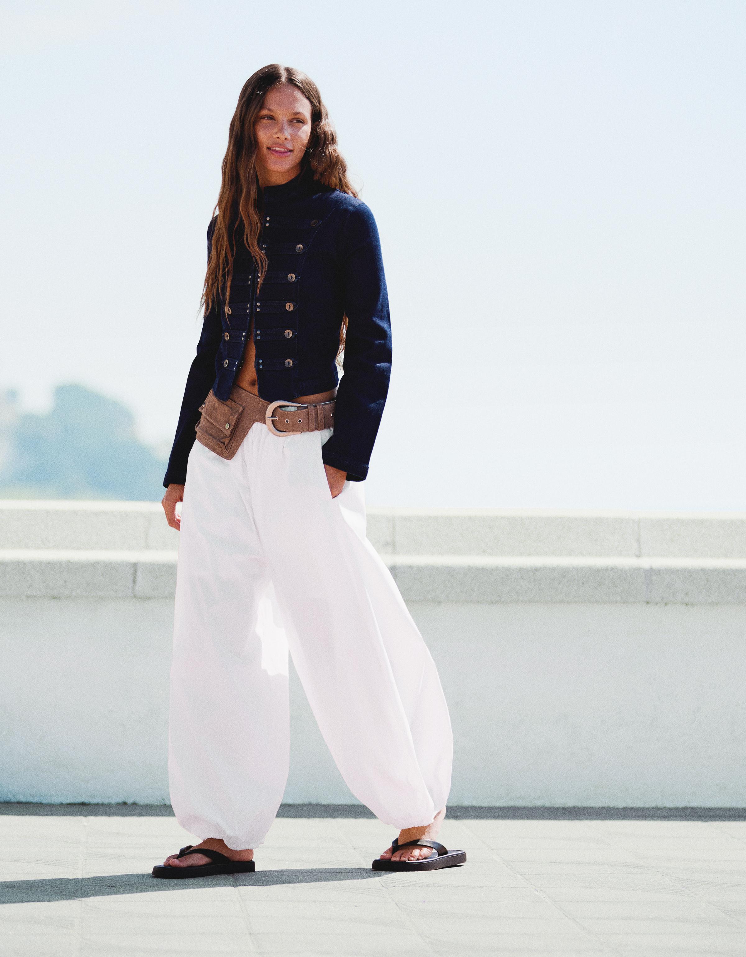 Pantalón Bloomer Popelín Mujer Xl Blanco