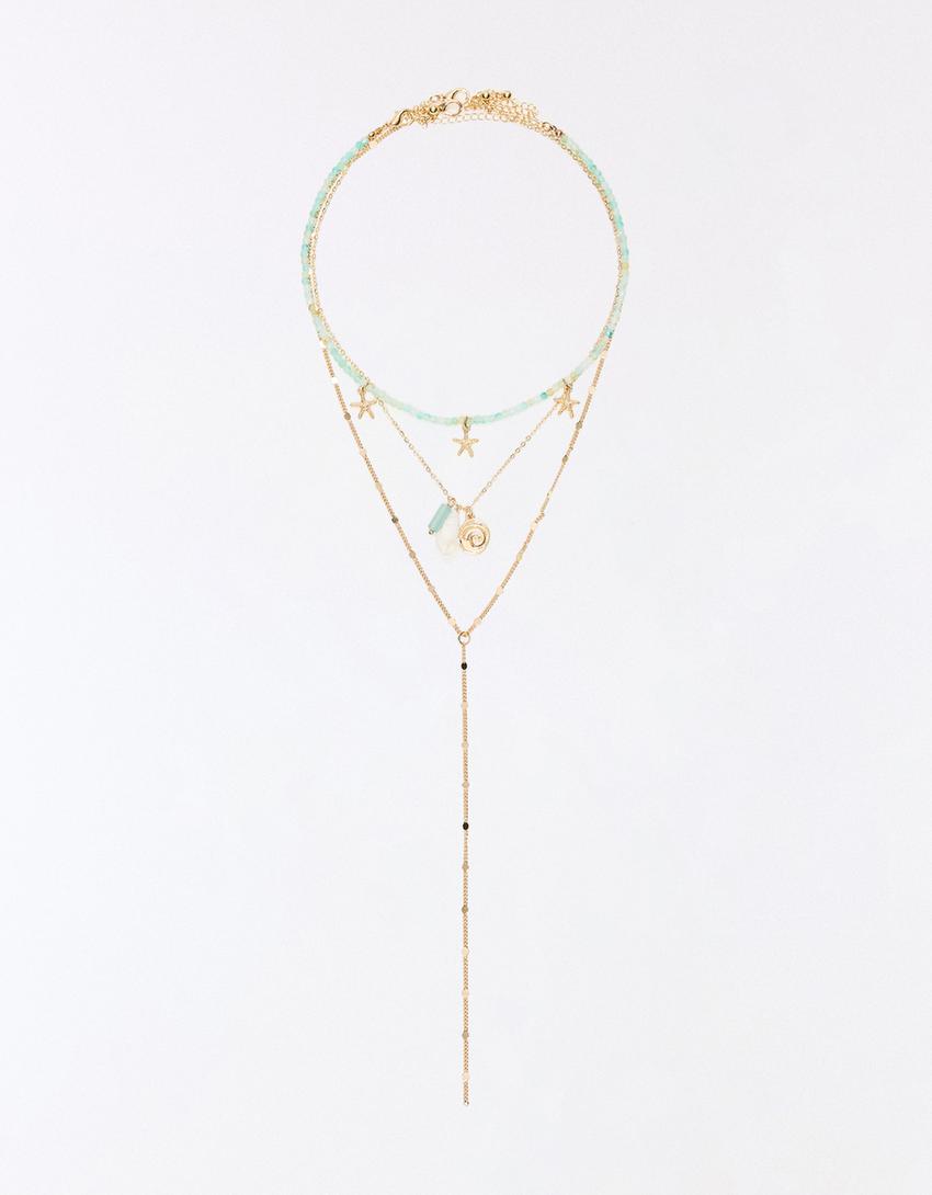 Colar com charms marinhos-Dourado