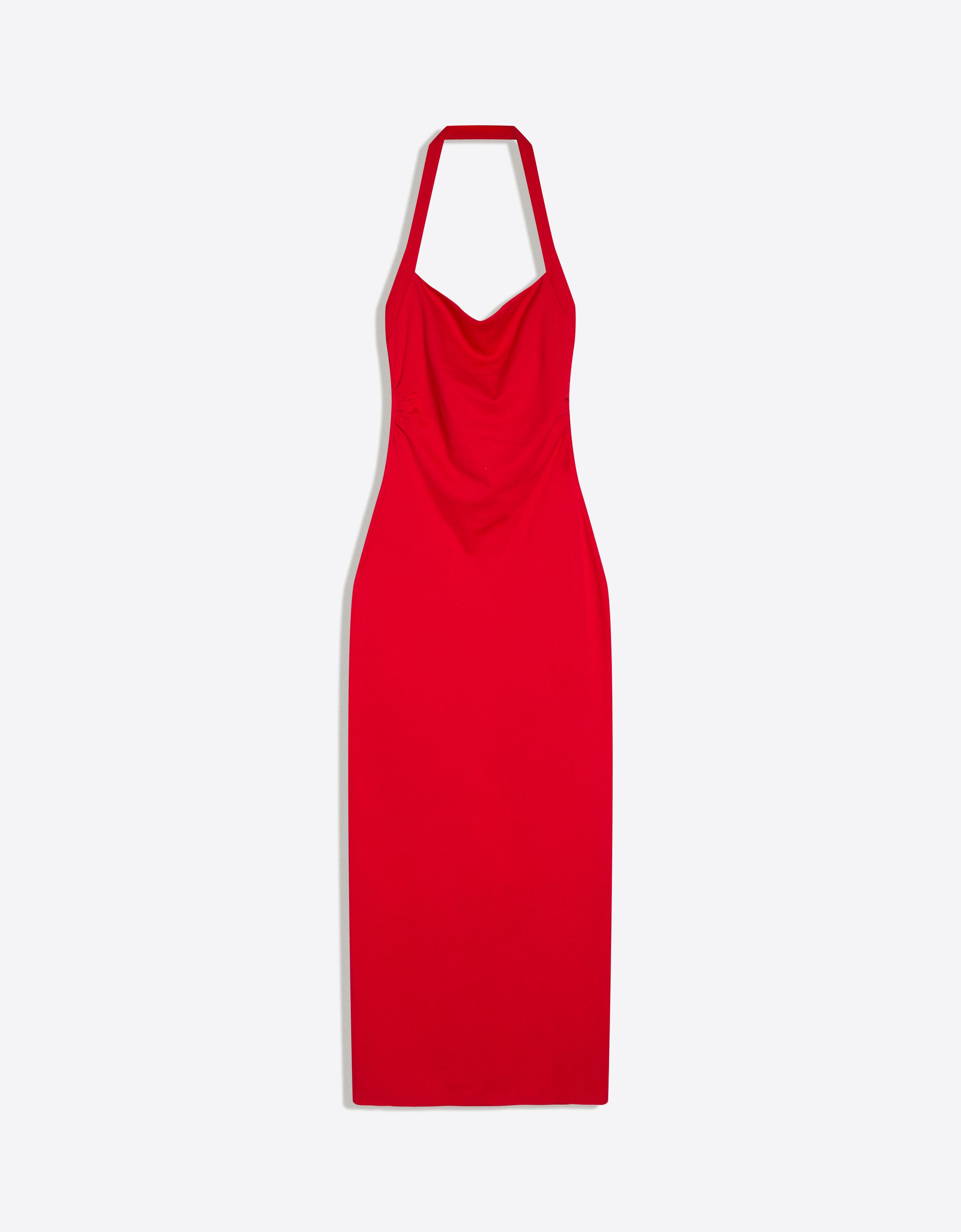 Halterneck midi dress — Red