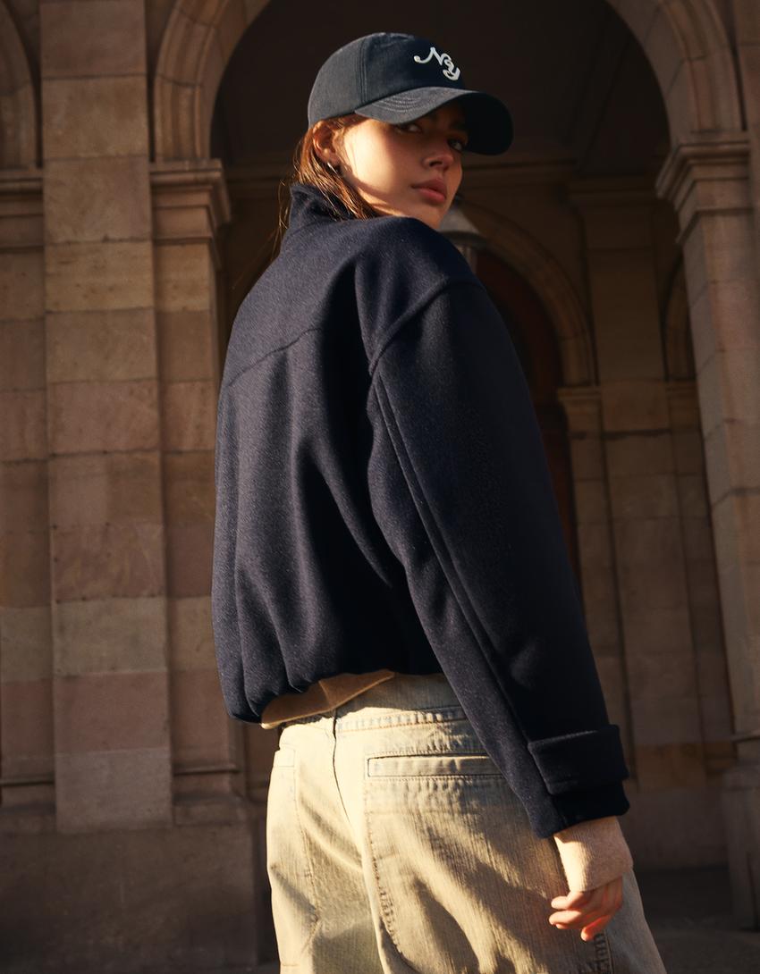 Soft touch zip-up jacket-Navy