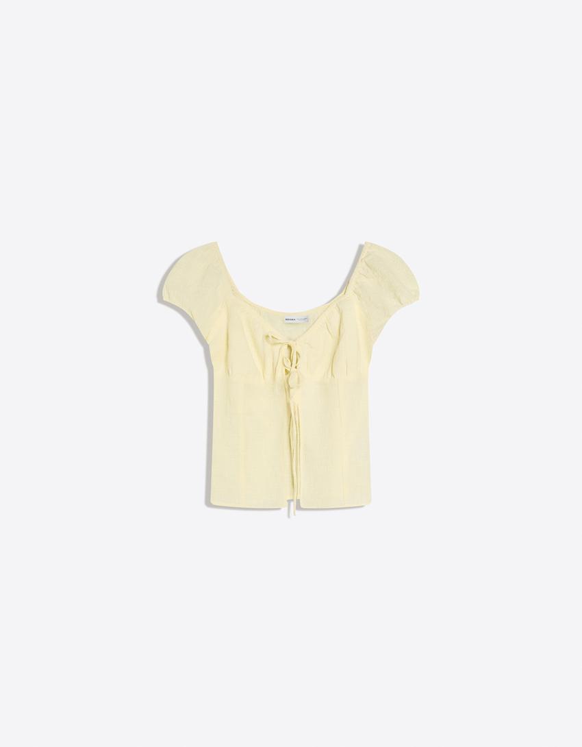 Blusa rústica lazadas-Amarillo
