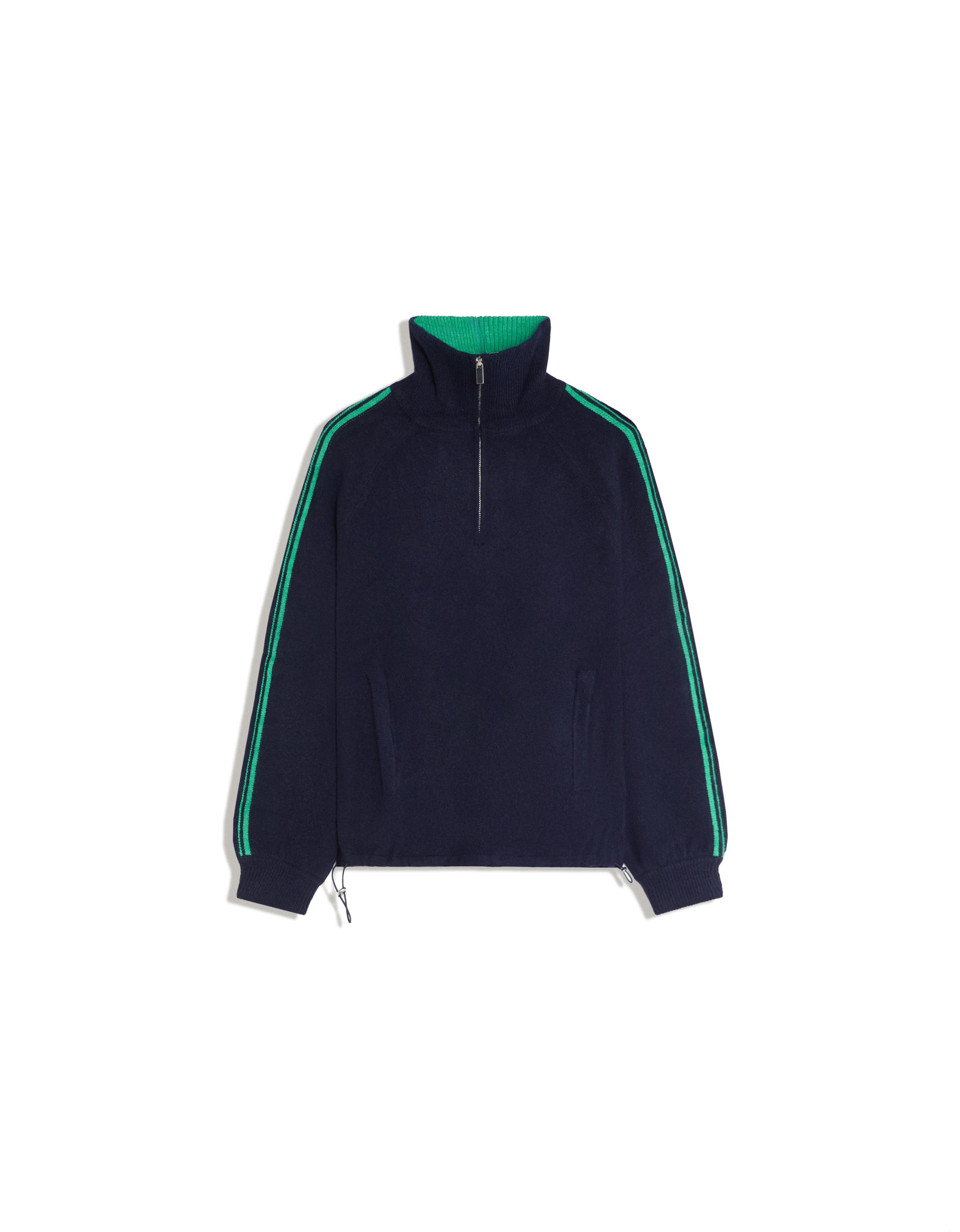 Contrast neck half-length zip jumper — Blue