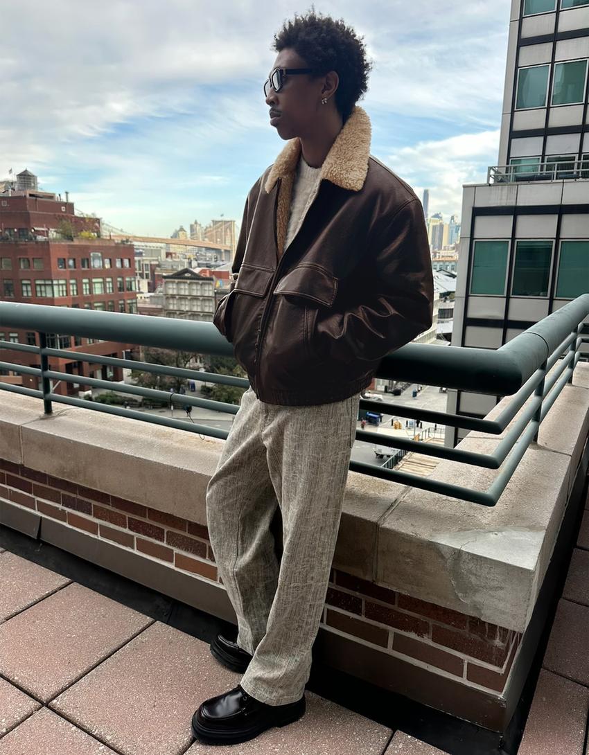 Geacă imitație piele-Maro