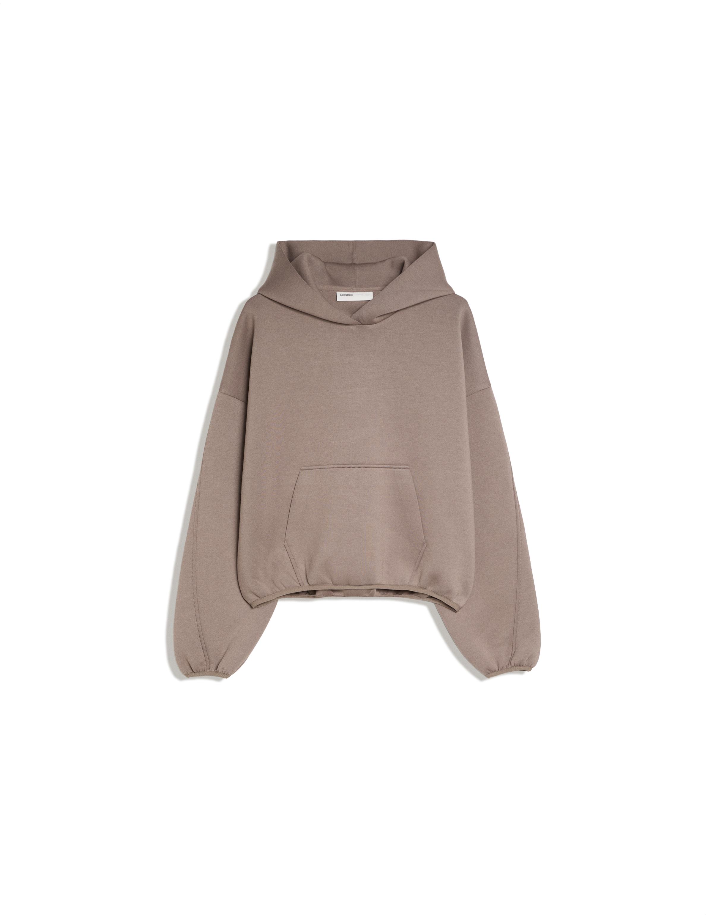 Bershka Scuba kumaş kapüşonlu sweatshirt görsel 3