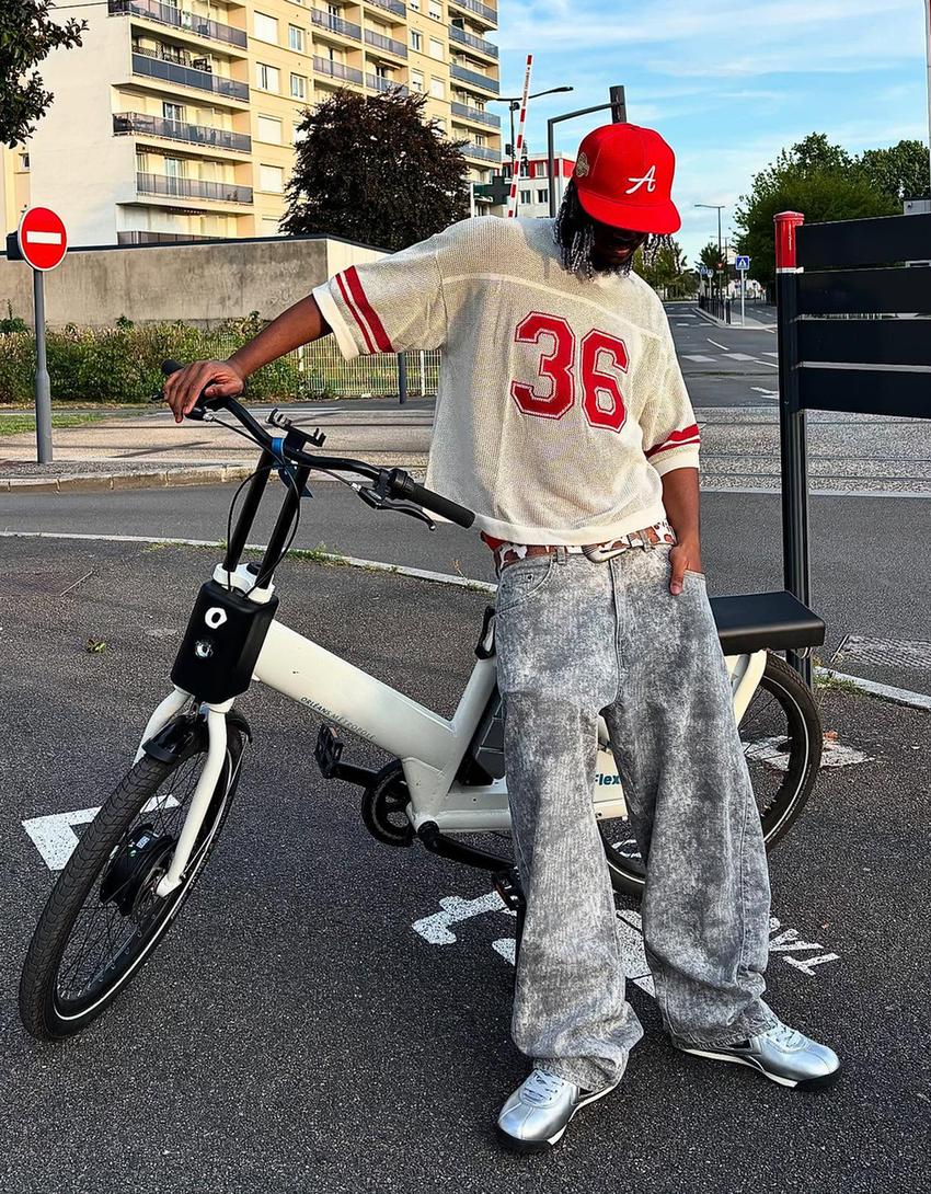 Pantalon super baggy fit imprimé-Écru-1