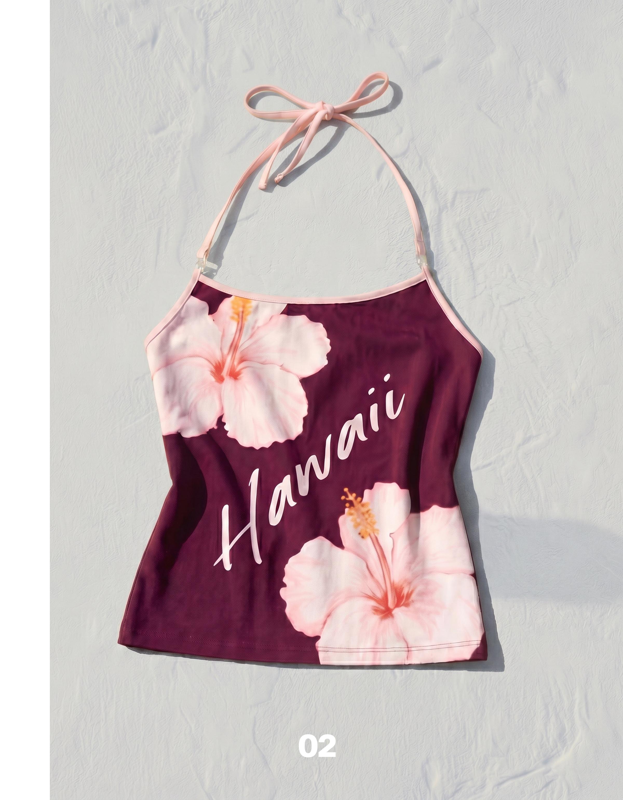Printed halter top — Burgundy