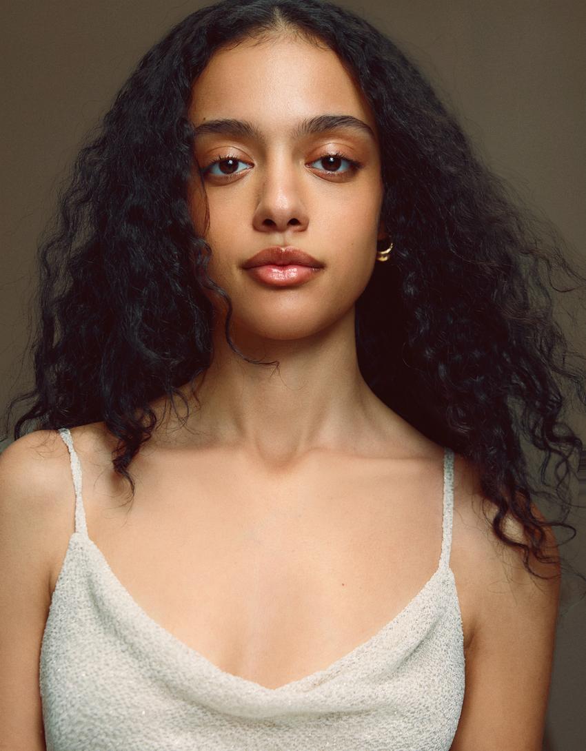 Rustic ruffle midi dress with straps-Sand