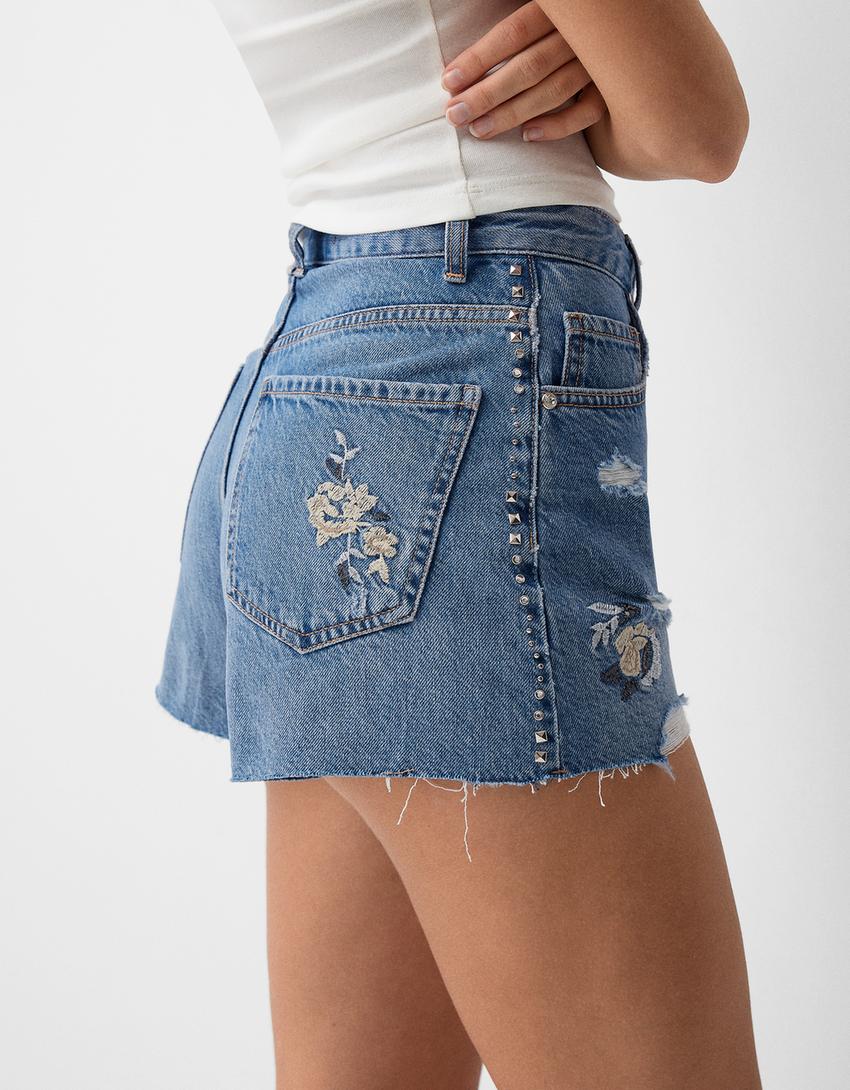 Short denim rotos-Azul lavado-4
