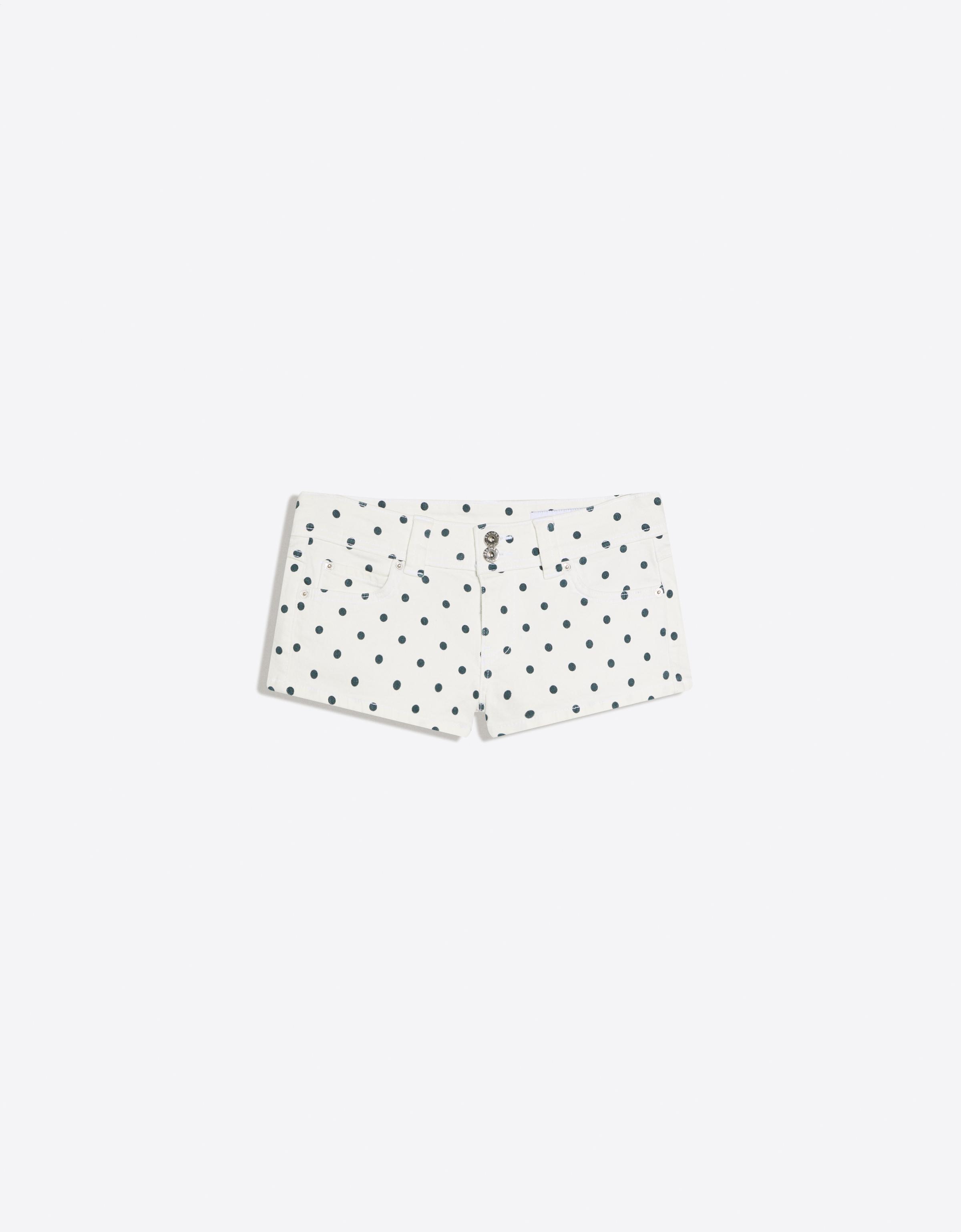 Printed denim shorts