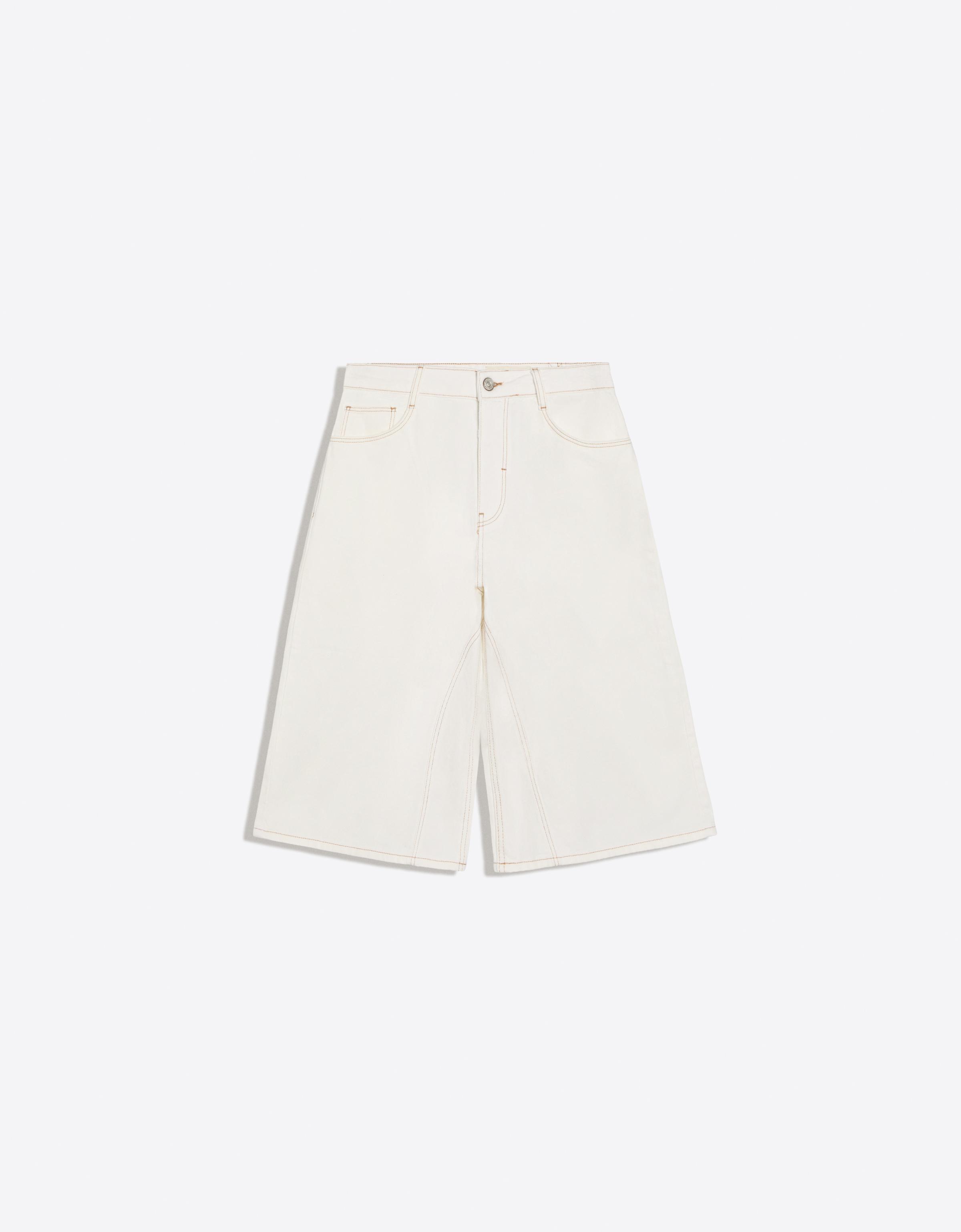 Slouchy denim Bermuda jorts — White