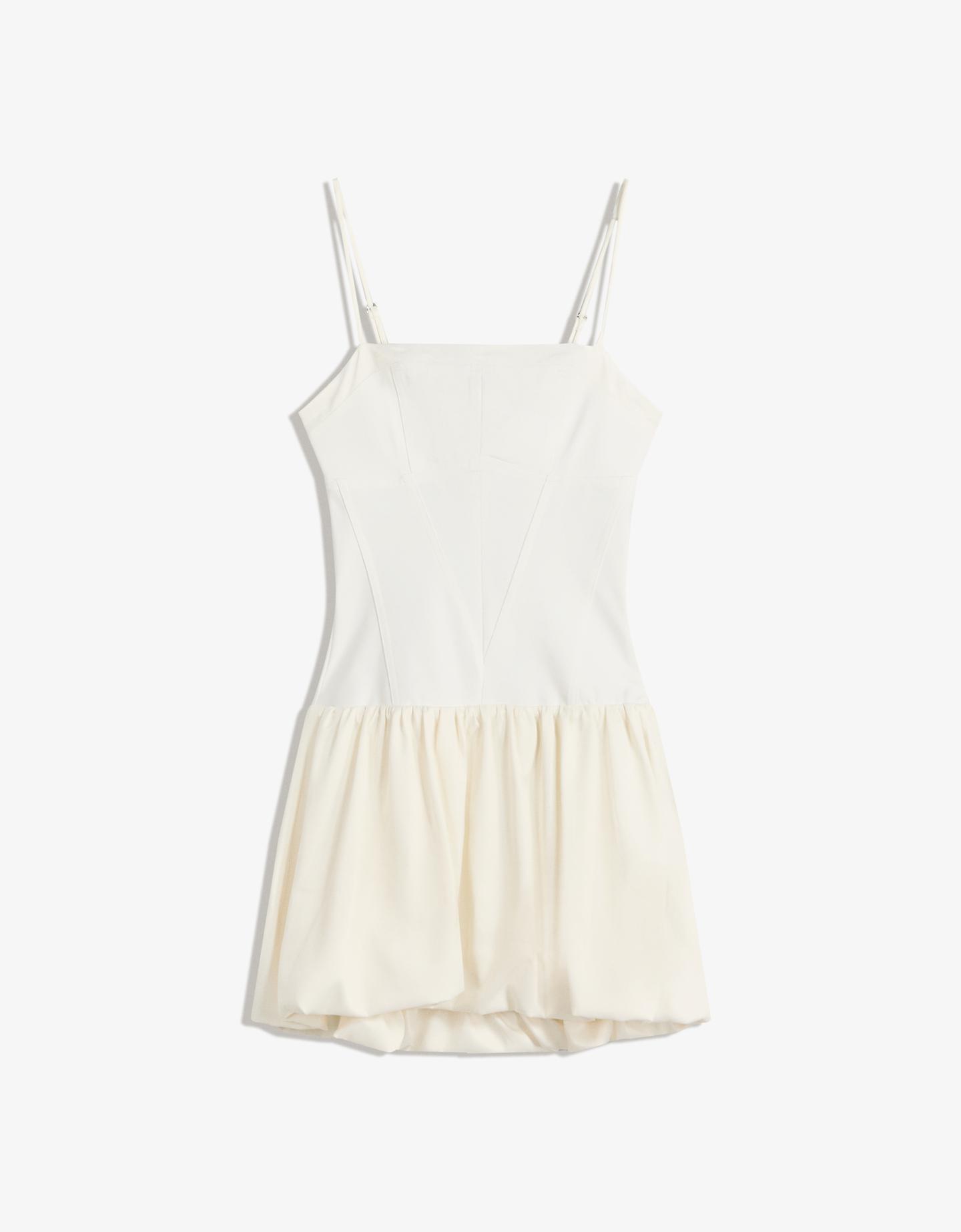 Bershka dopasowana sukienka mini z balonowym dołem biały