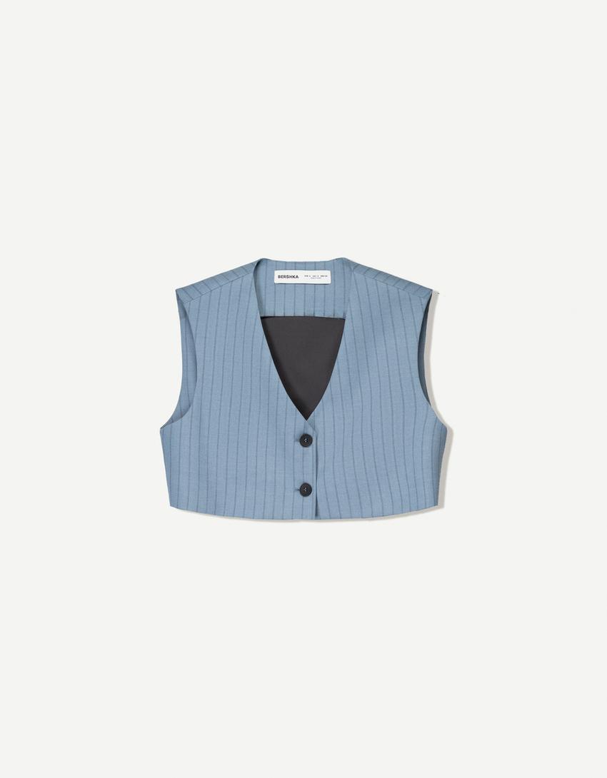 Tailored-fit vest and pants set-Blue-4