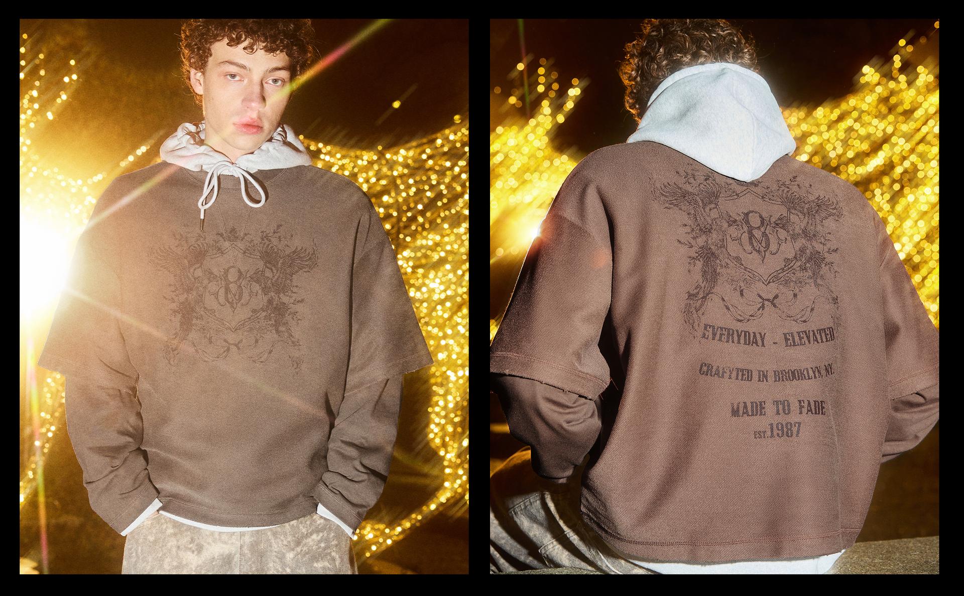 Double sleeve print jumper