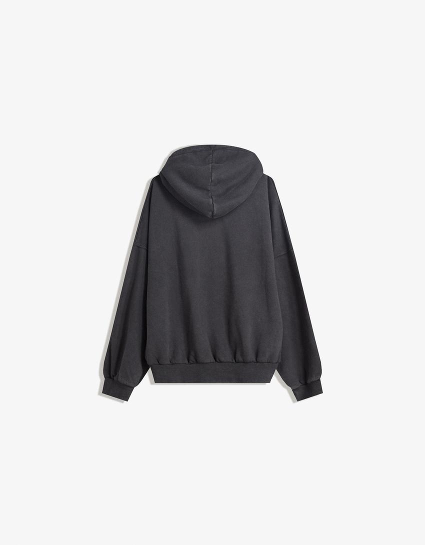 Bluza oversize z kapturem-Ciemnoszary-4