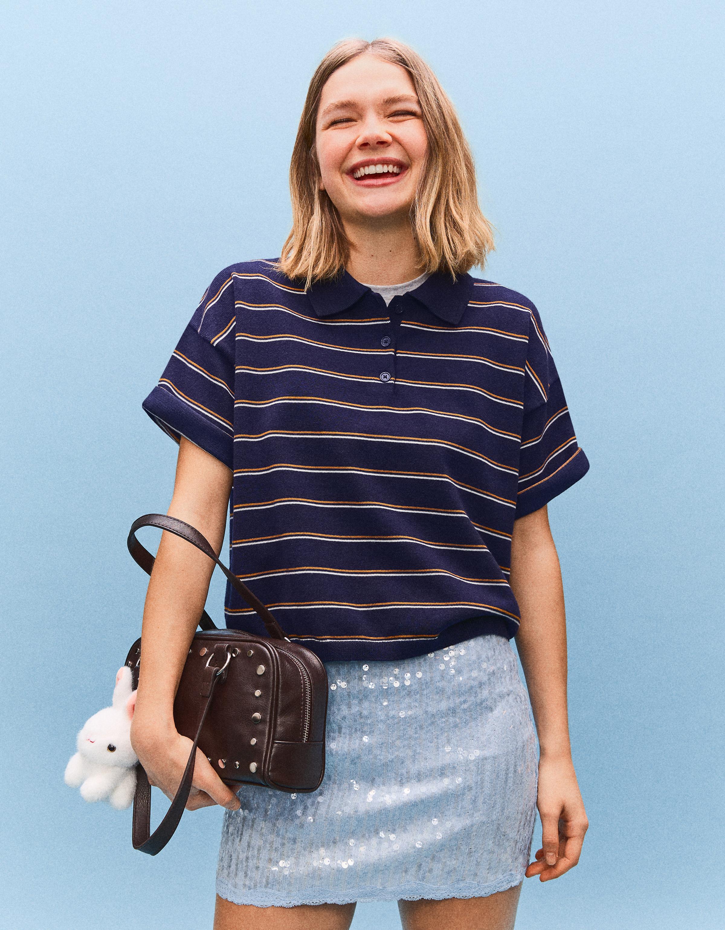 Sequin lace mini skirt — Light blue