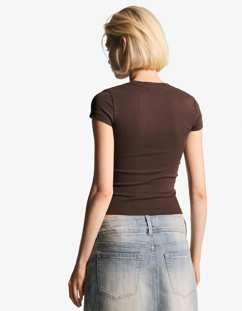 T-Shirt Rundausschnitt-Braun