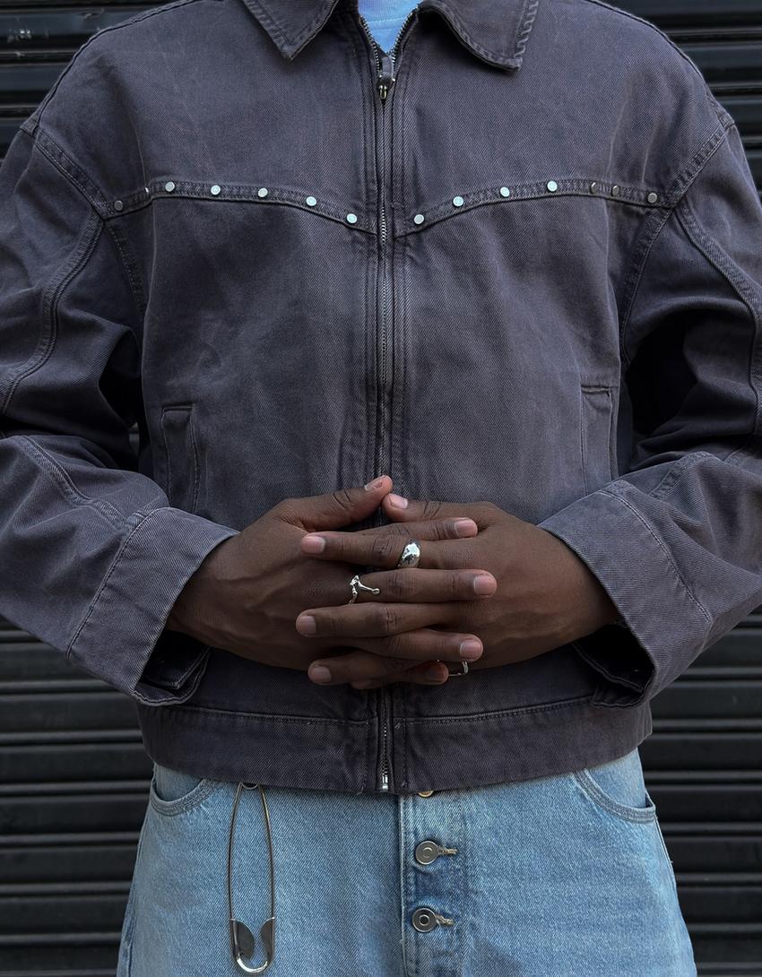 Zımbalı ceket-Taş rengi