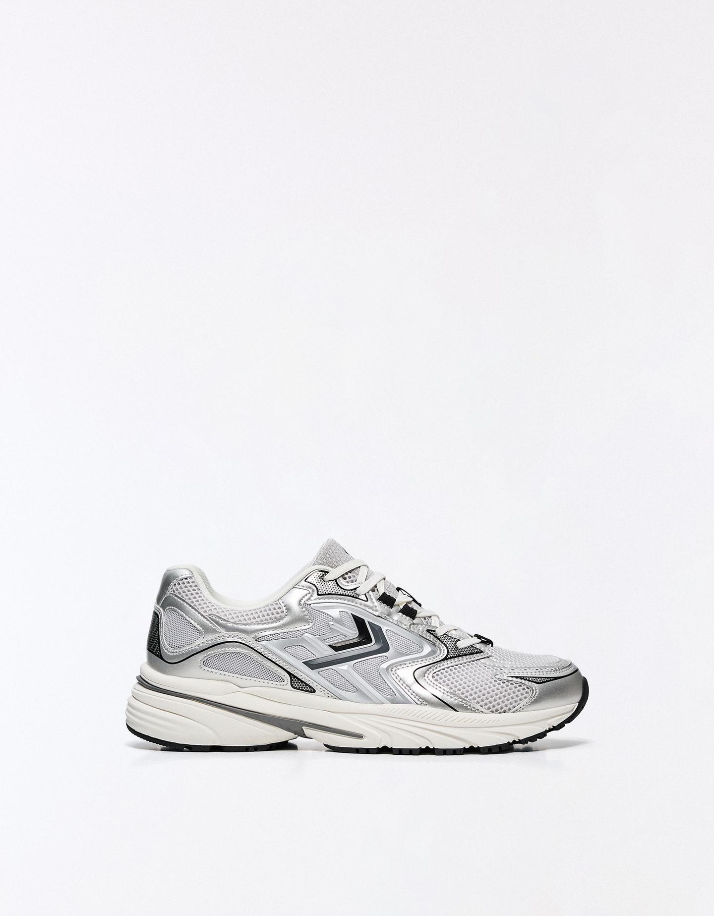 Bershka buty sportowe z łączonych materiałów szary