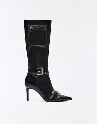 Heeled boots with buckle detail — BLACK 1