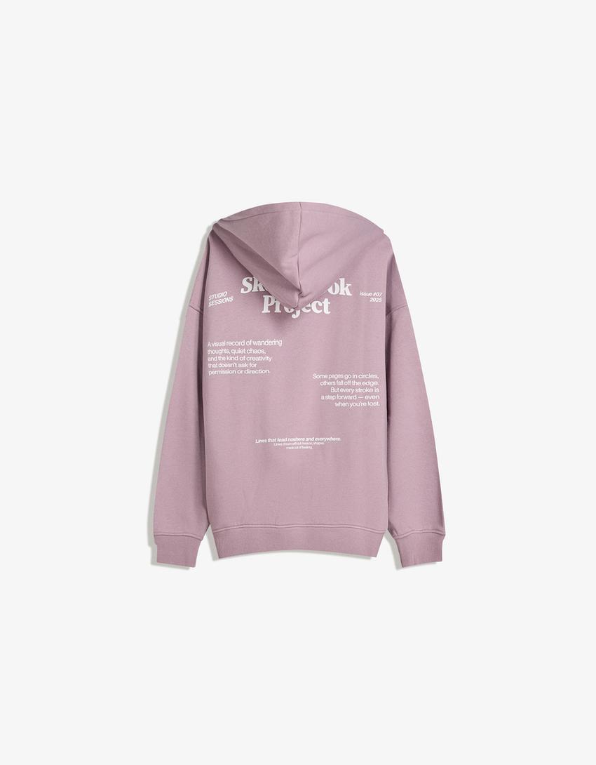 Hoodie med tryck-Violett-1