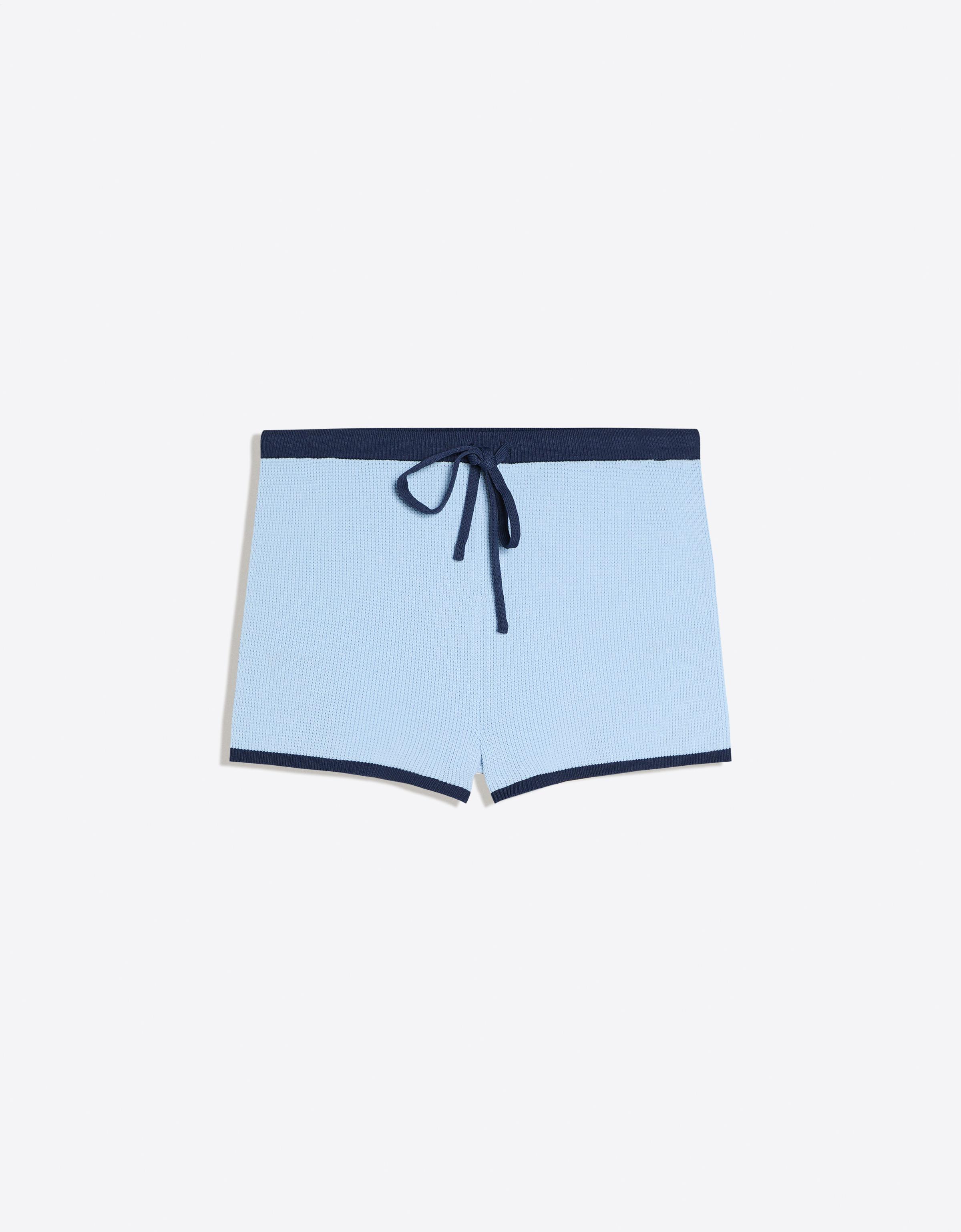 Contrast knit shorts — Light blue