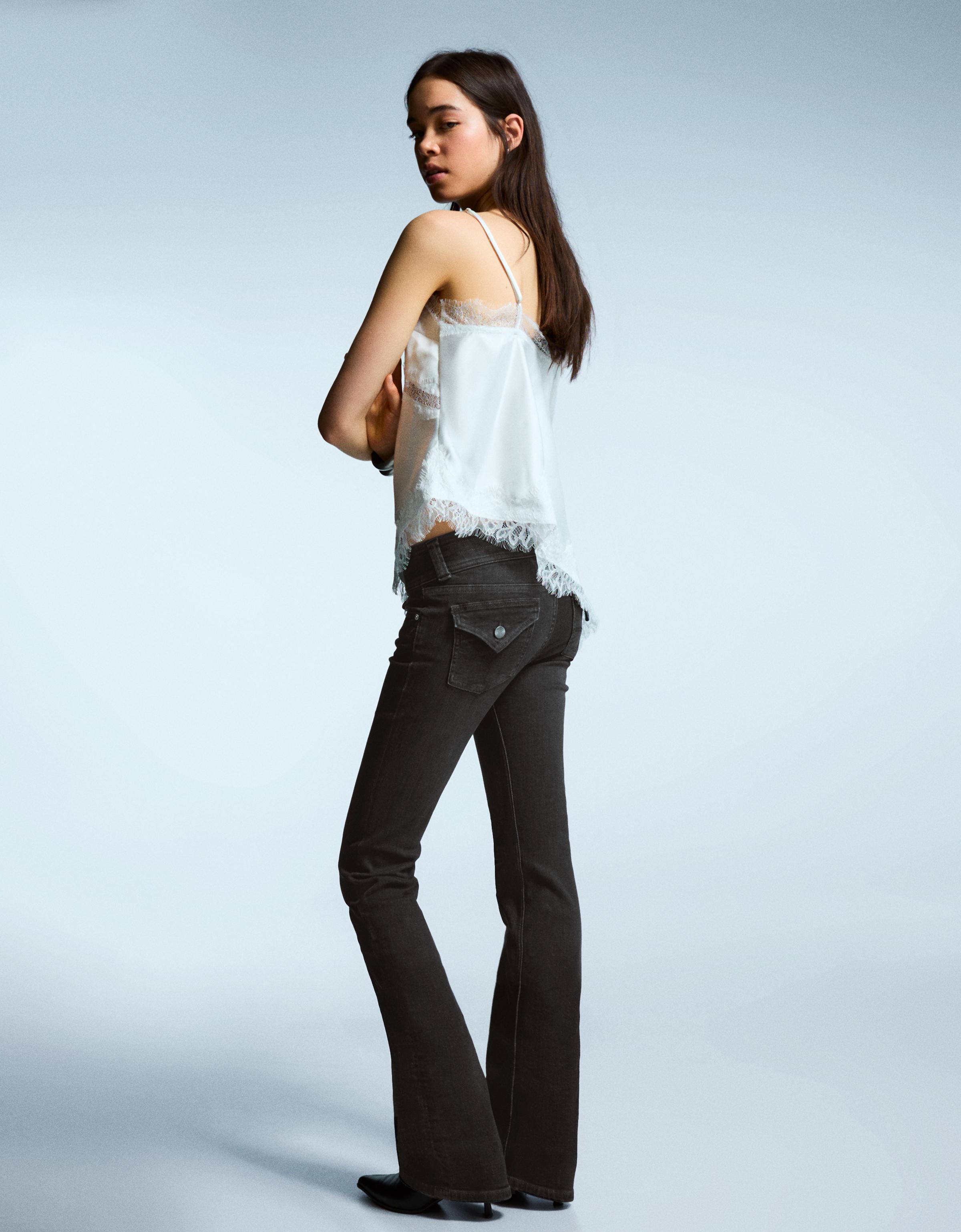 Düşük bel kapaklı bootcut jean - Görsel 194