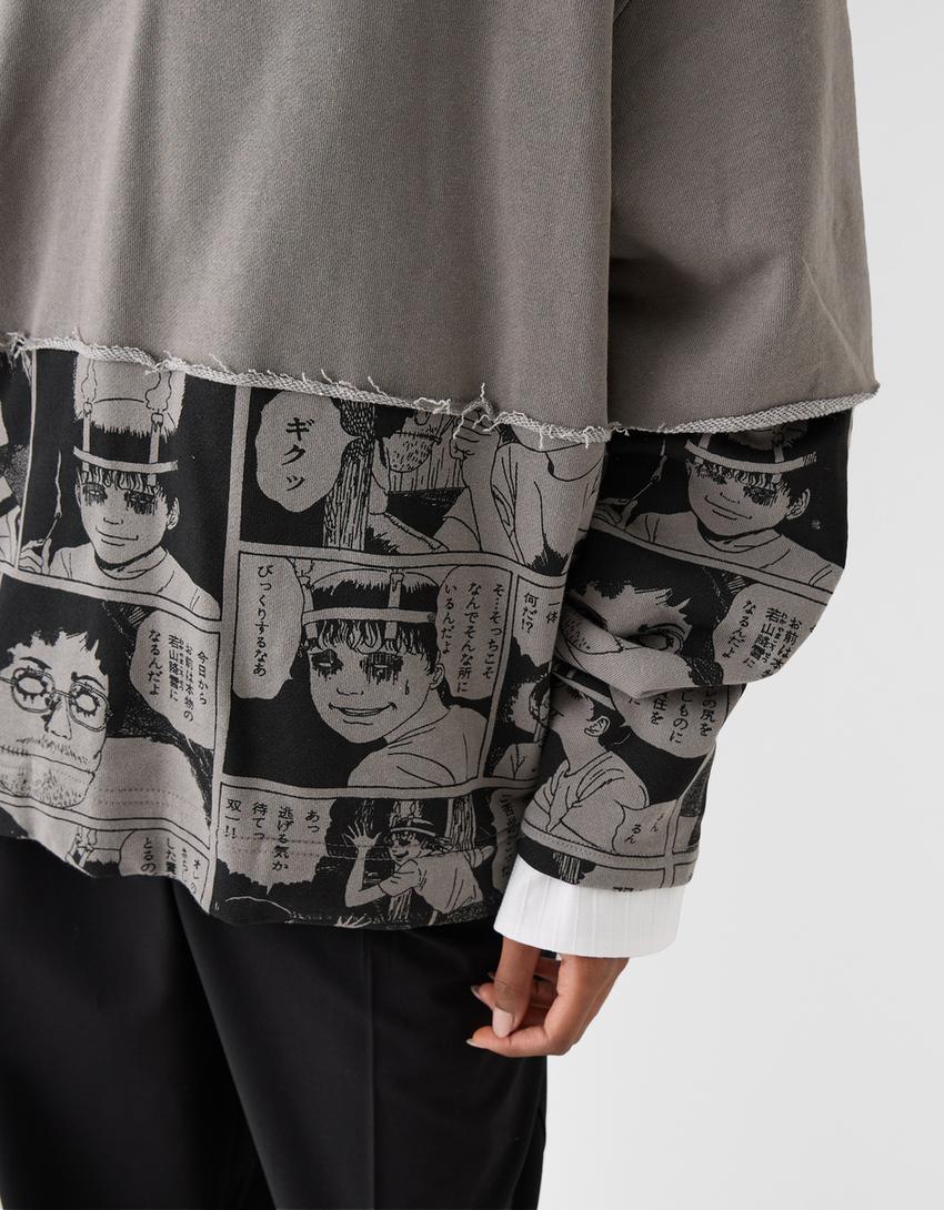 Sweat capuche imprimé Junji Ito Collection-Gris-6